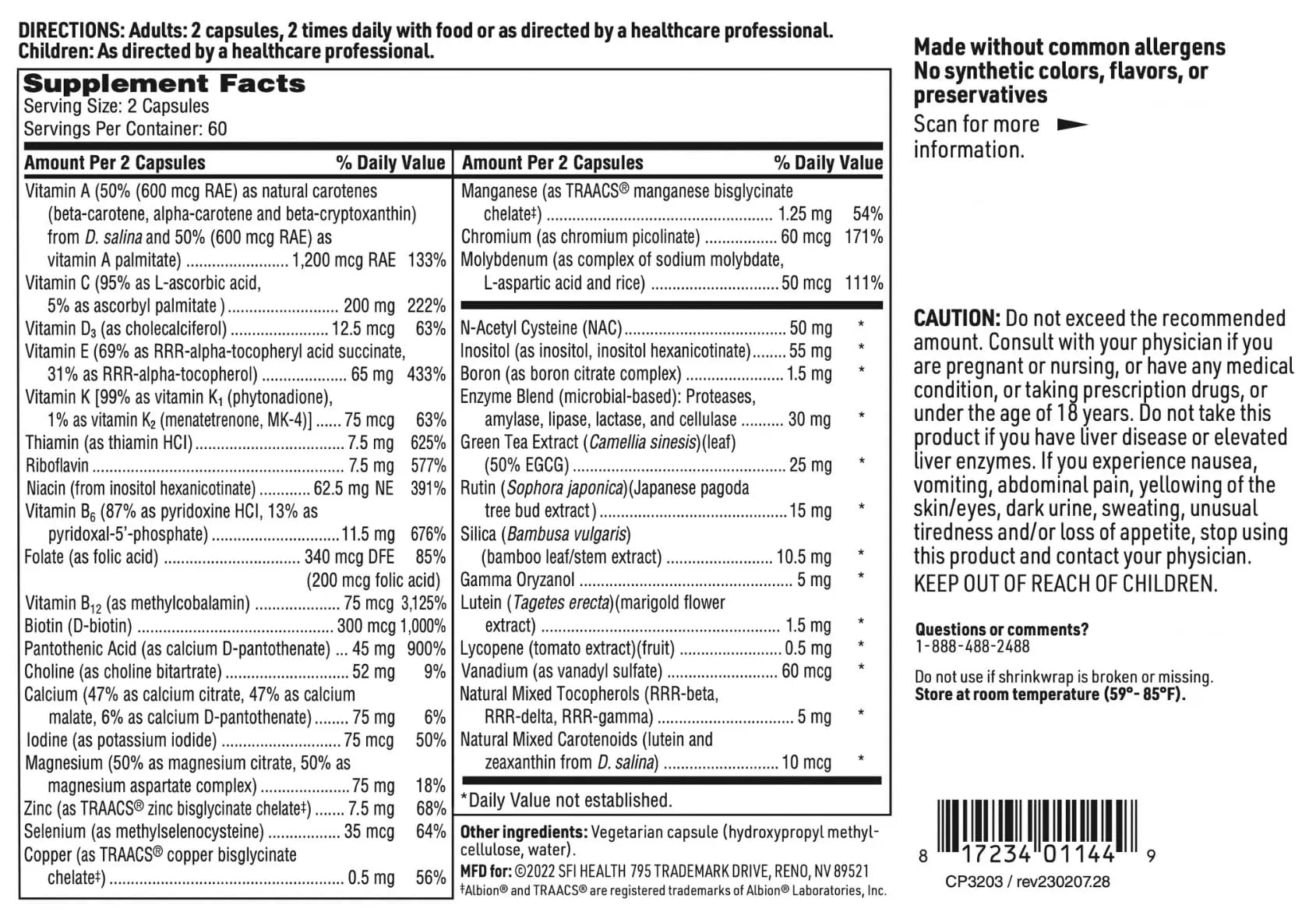 Klaire Labs SFI Health Core Multi - Multimineral & Multivitamin Supplement with No Iron - Vitamins & Chelated Minerals with Natural Mixed Carotenoids SFI Health buy supplements canada