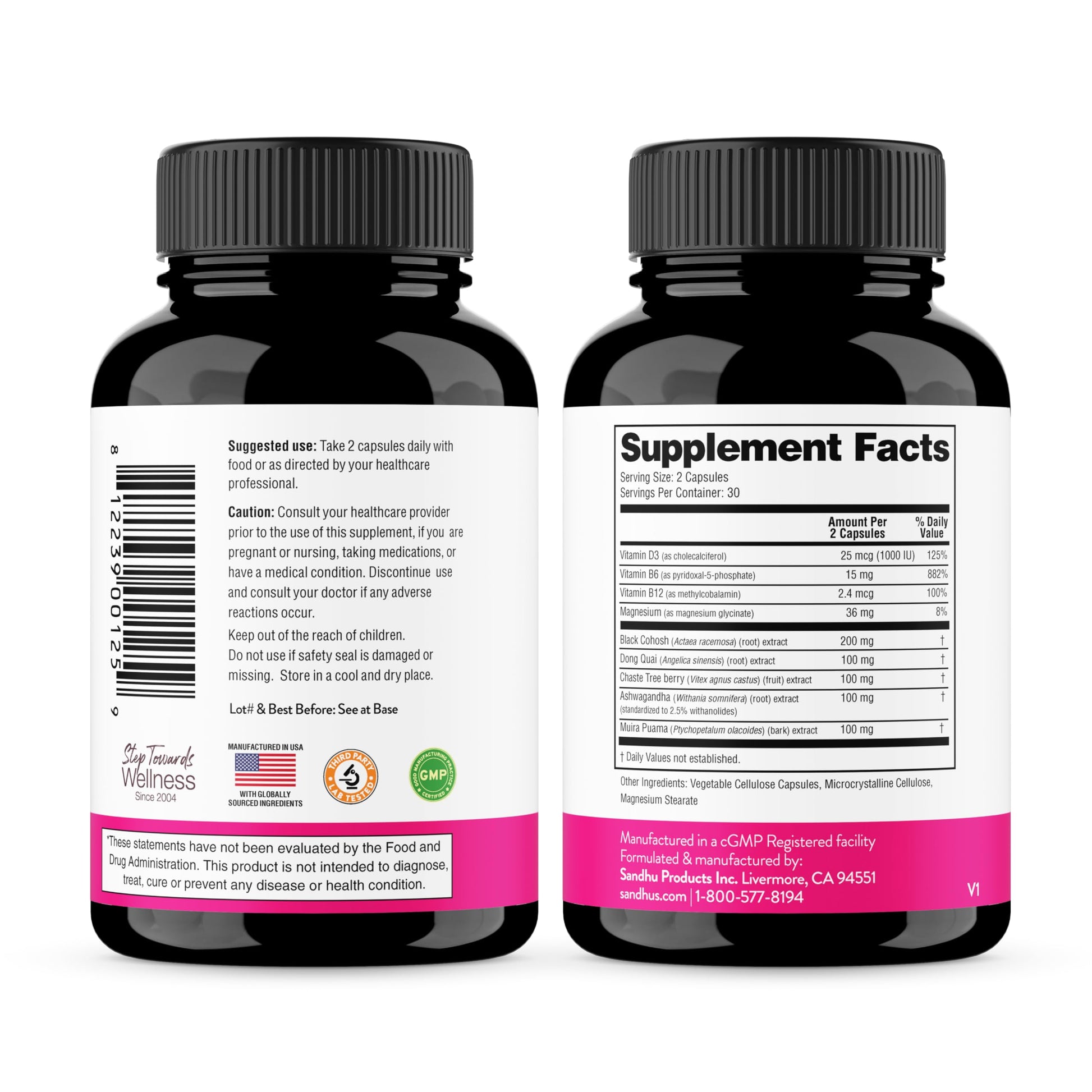 Complete Menopause Support Supplement For Women | With Ashwagandha, Black Cohosh, Dong Quai & Muira Puama | Helps Easing Hot Flashes, Night Sweats, Mood Swings, Hormone Balance & Harmony | 60 Capsules Sandhu's buy supplements canada