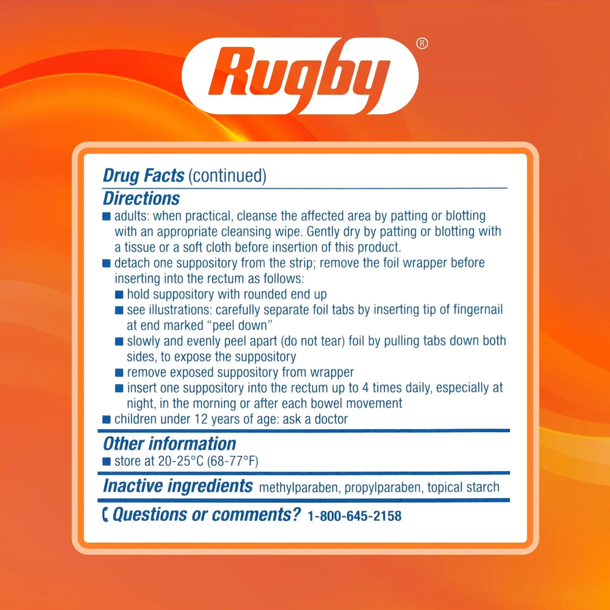 Rugby Hemorrhoidal Suppositories - Soothing and Shrinking Action for Internal Hemorrhoids with Cocoa Butter and Phenylephrine HCl, Easy Open Design - 12 Count RUGBY LABORATORIES buy supplements canada