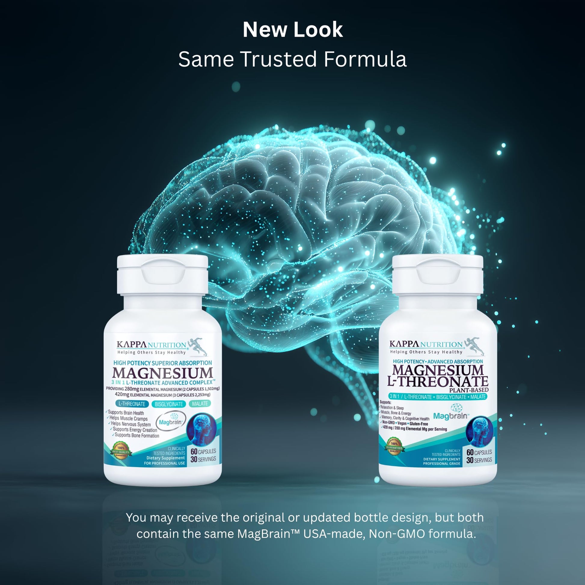 Kappa Nutrition Powered by Magbrain™ Magnesium L-Threonate Plant-Based, 60 Vegan Capsules, 420mg Elemental Magnesium (3 Capsules) from 2,253mg KAPPA NUTRITION buy supplements canada