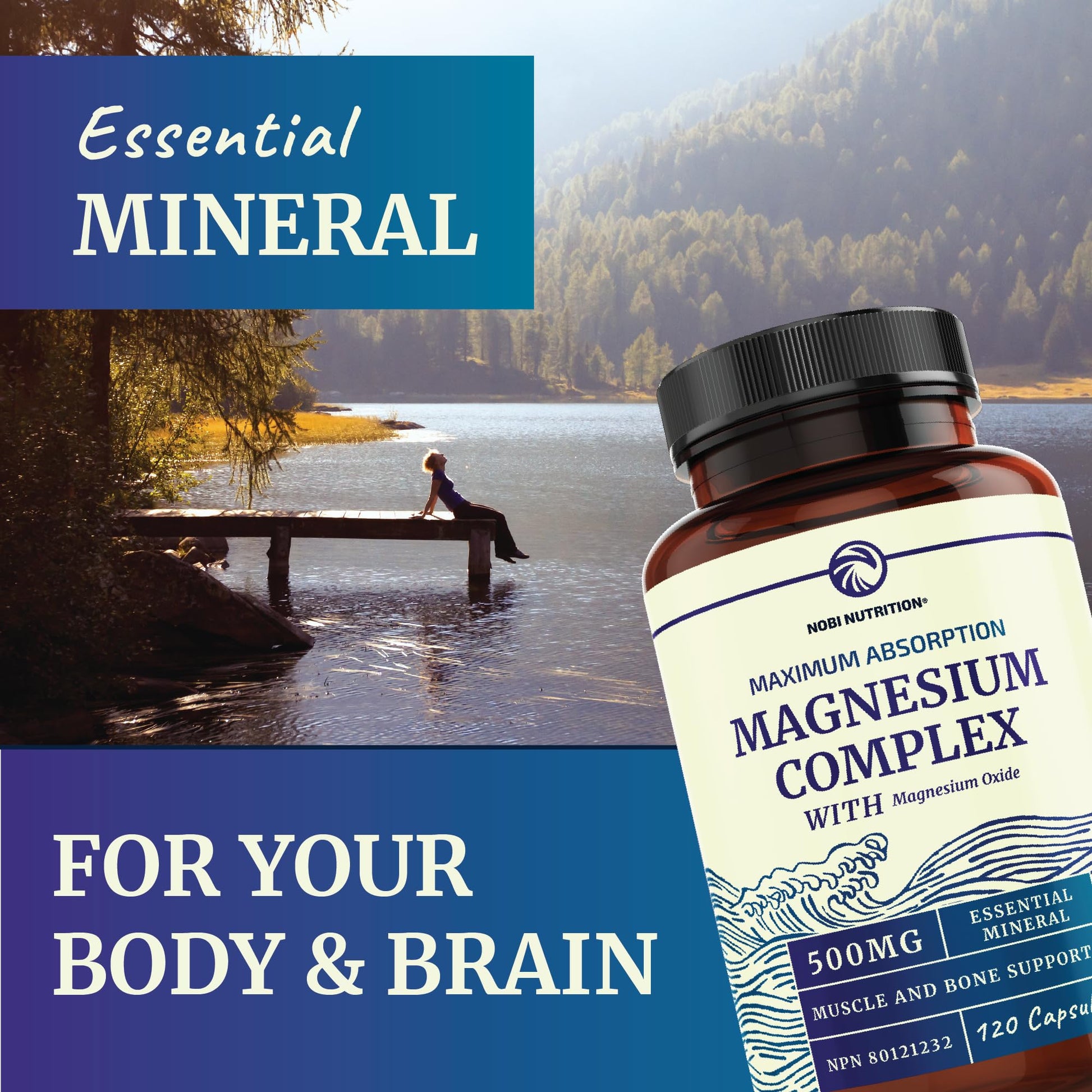 Magnesium Citrate Complex | 500 MG | High Absorption Formula | Calm, Relaxation Nobi Nutrition buy supplements canada