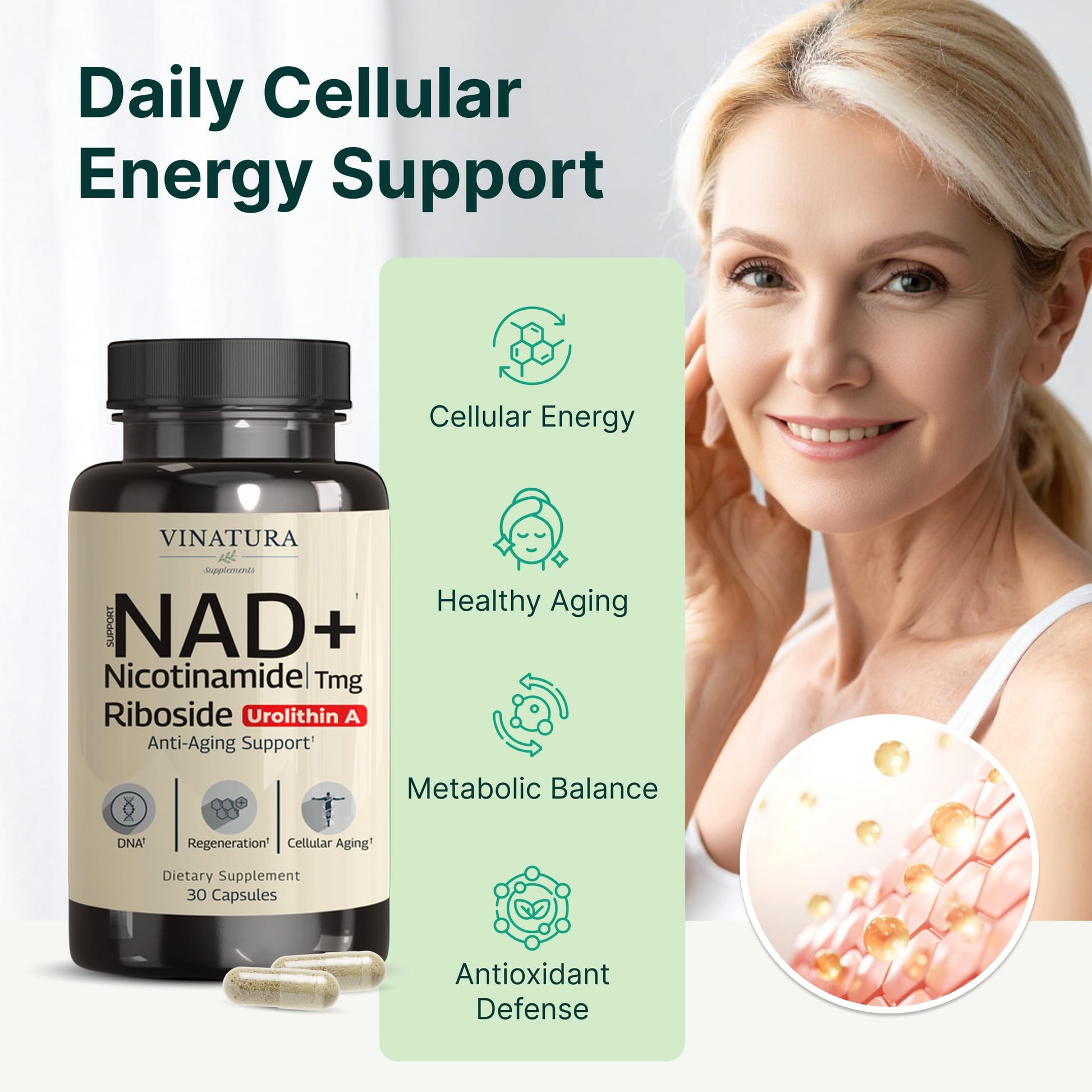 VINATURA NAD Supplement, Nicotinamide Riboside with Resveratrol - Advanced NAD+ Supplement with TMG and Urolithin A, for Women and Men - 30 Vegan Capsules VINATURA buy supplements canada