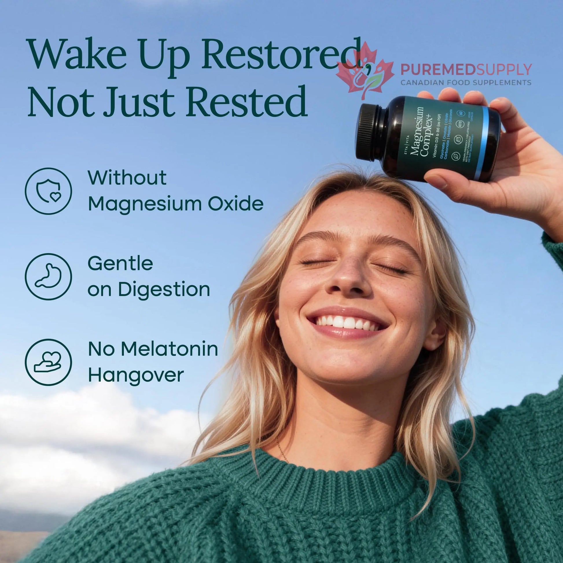 Magnesium Glycinate Complex 500mg (7-in-1) with D3, B6 (P5P) & Manganese - Multi-Form Blend - Supports Sleep & Muscle Health [Oxide-Free] Etta Vita buy supplements canada