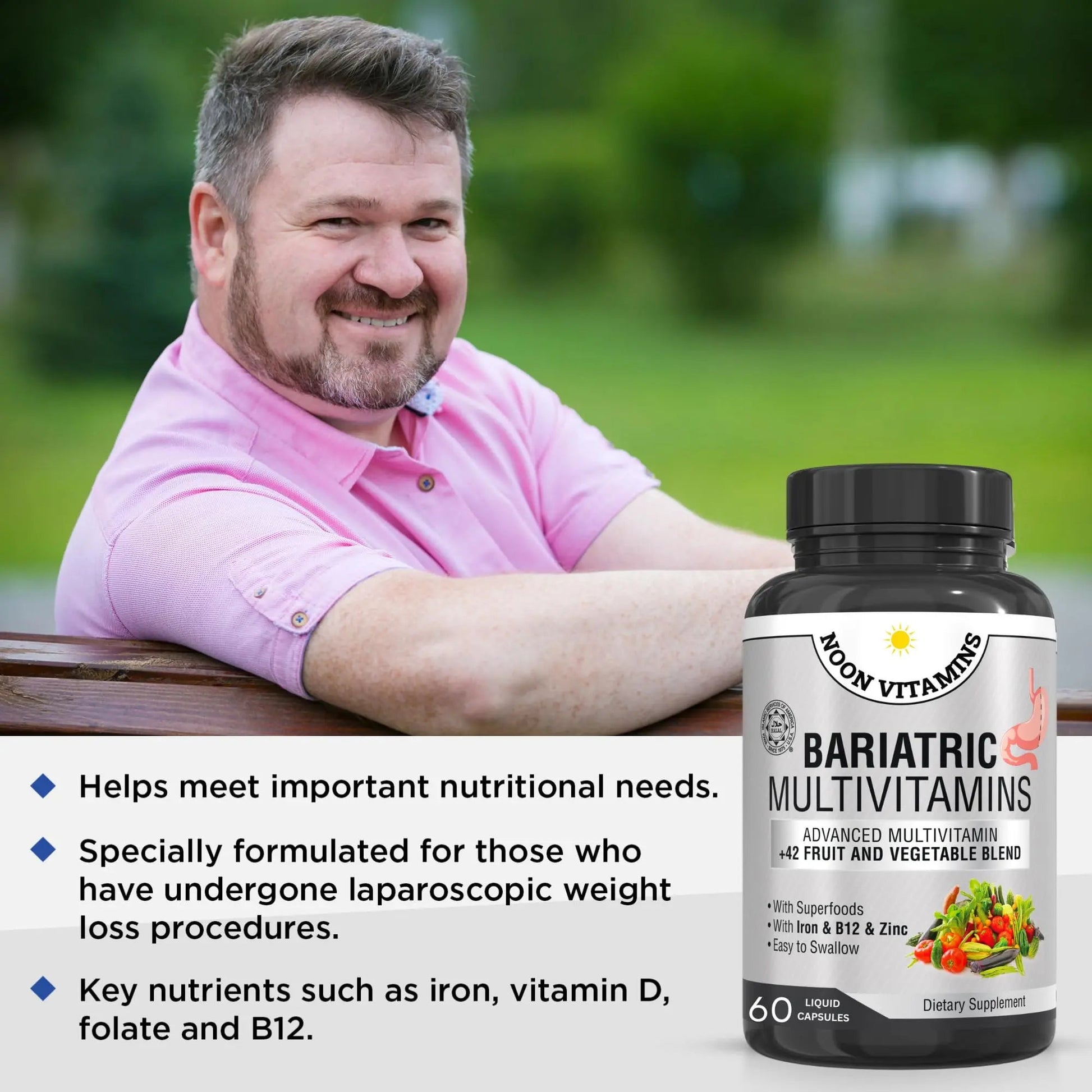 Bariatric Multivitamin with Iron for Women & Men - All-in-One 42 Superfood Blend for Energy & Immune Support - Post-Surgery Recovery NOON VITAMINS buy supplements canada