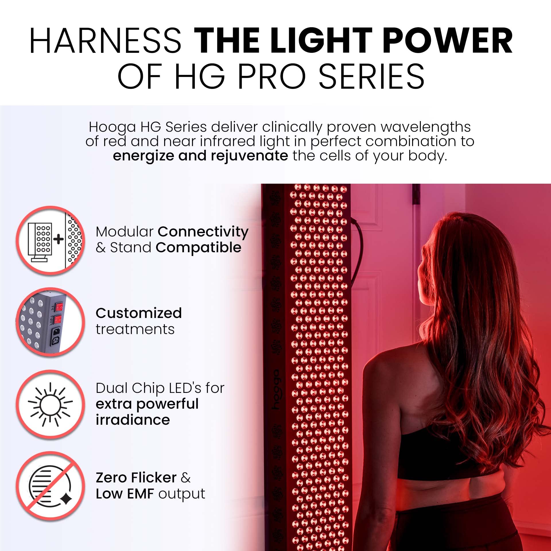 Hooga Red Light Therapy, 660nm 850nm Red Near Infrared, Dual Chip LEDs, Modular, 150 LEDs hooga buy supplements canada
