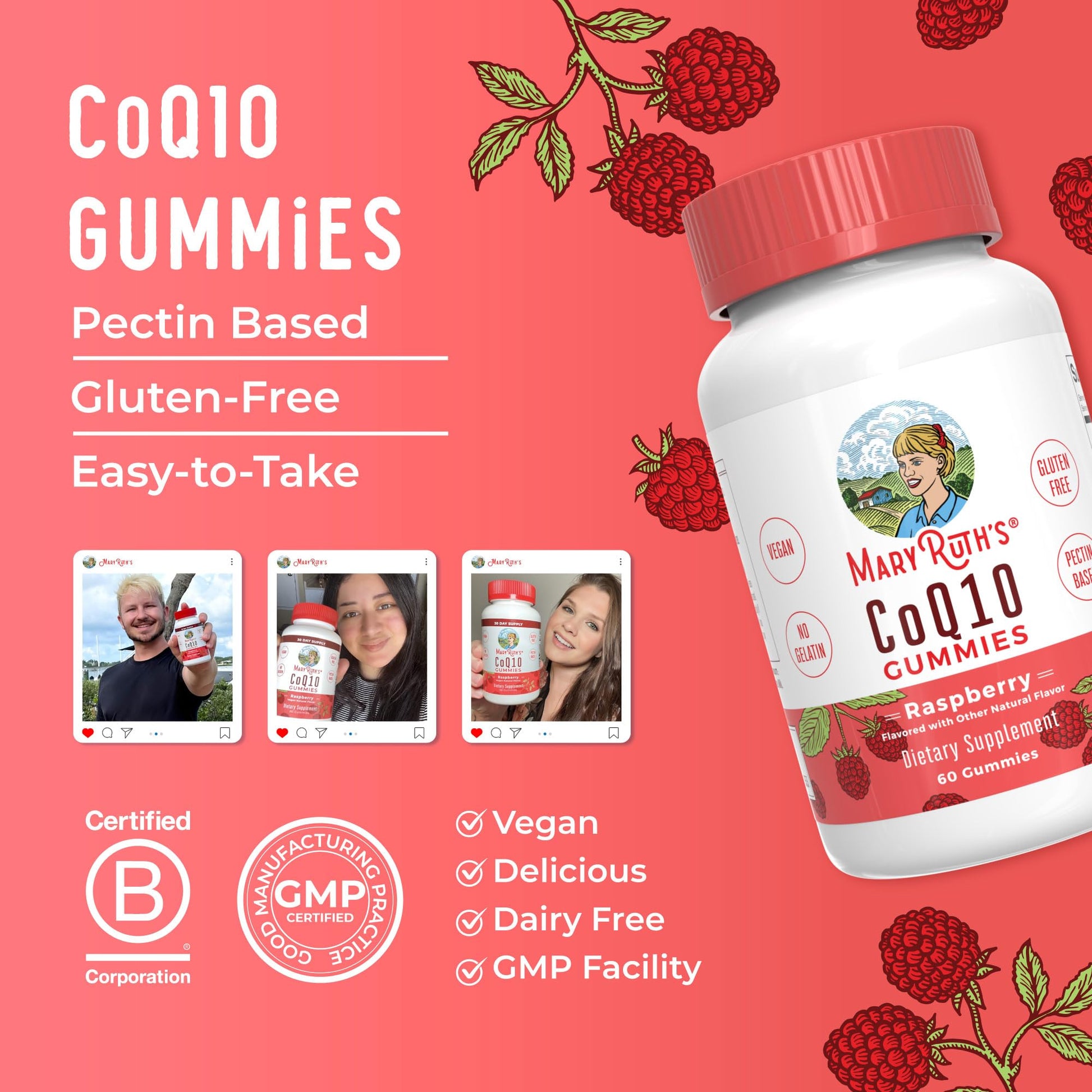 MaryRuth Organics CoQ10 Gummies | Coenzyme Q10 | Gummy Supplements for Heart Health & Cellular Health | Antioxidant | CoQ10 120 mg | Vegan | Non-GMO | Gluten Free | 60 Count | 1 Month Supply MARYRUTH'S buy supplements canada