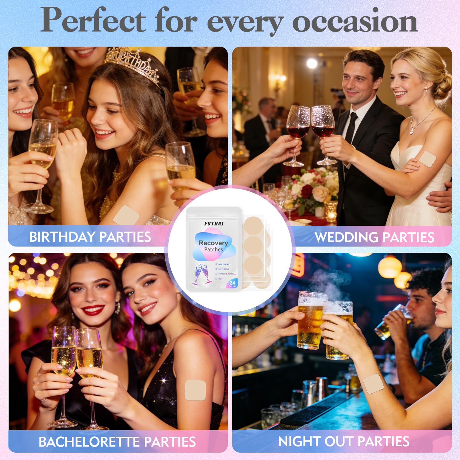 FUTHRI Recovery Patch 24 Pack: Wake Up Refreshed with Natural Ingredients - Waterproof & Skin-Friendly - Pre-Drink Patch for Festivals & Nights Out FUTHRI buy supplements canada