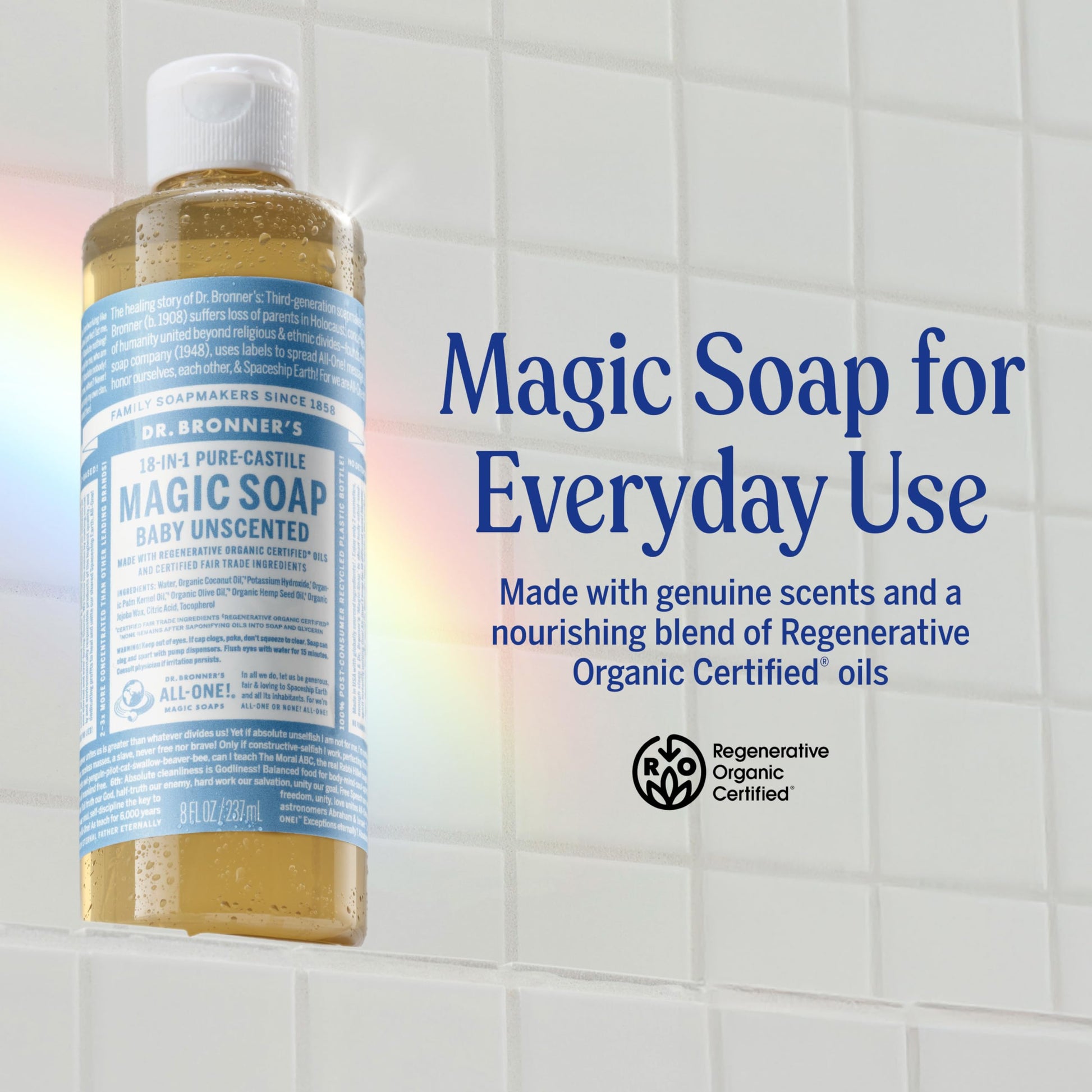 Dr. Bronner's Pure-Castile Magic Liquid Soap (Baby Unscented, 8 Ounce)- Made with Regenerative Organic Certified Oils, For Face Dr. Bronner's buy supplements canada