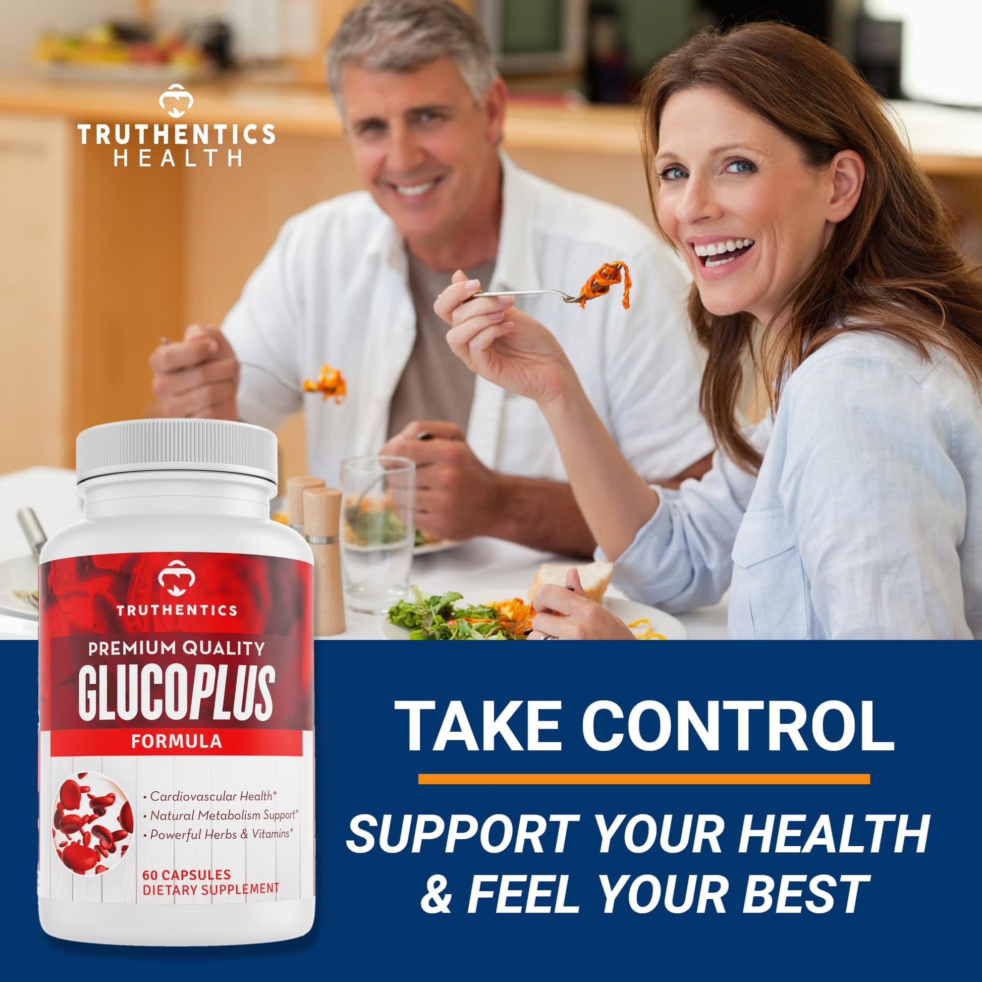 TRUTHENTICS GlucoPlus - 20 Herbs, Vitamins & Minerals with Cinnamon, Chromium, Vanadium, Bitter Melon, Alpha Lipoic Acid, Magnesium - Gluten Free, Non-GMO - 60 Capsules TRUTHENTICS buy supplements canada