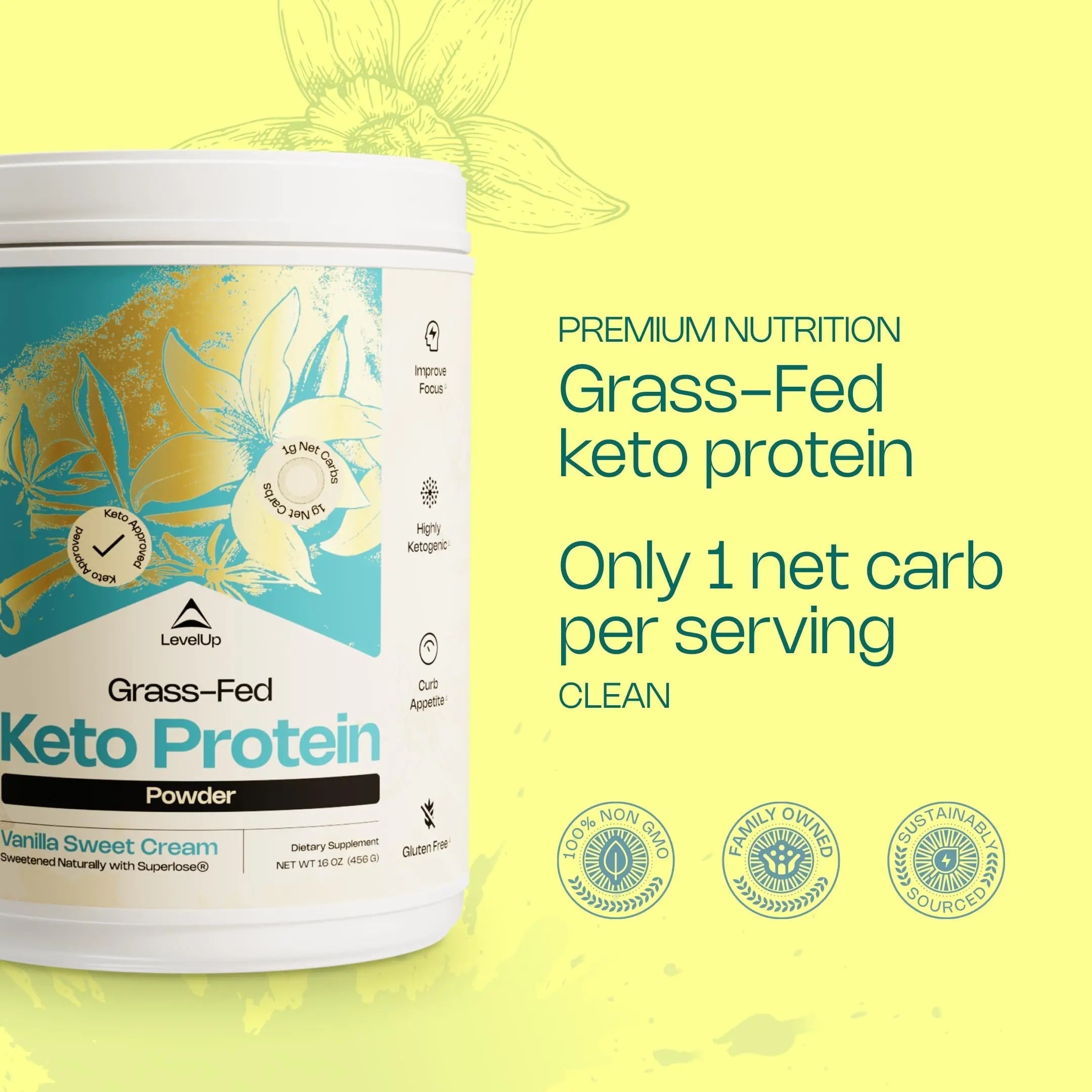 LevelUp Keto Protein, with Collagen Peptides, Energizing MCT, Whey Isolate Protein, Ketogenic Protein Powder Supplement - Vanilla Sweet Cream LevelUp buy supplements canada