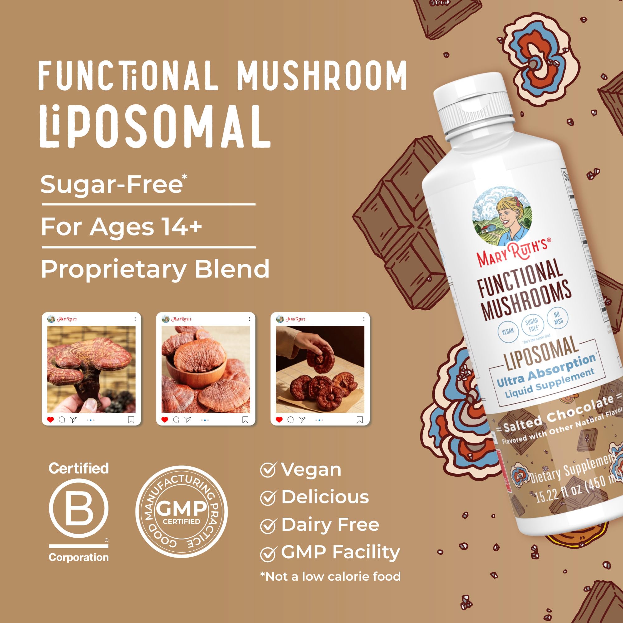 MaryRuth Organics Mushroom, Mushroom Supplement, Mushroom Liquid Vitamin, Reishi Mushroom Supplement for Immune Support, Turkey Tail Vitamin for Stress Relief, Vegan, Non-GMO, Gluten Free, 15.22 Fl Oz MARYRUTH'S buy supplements canada