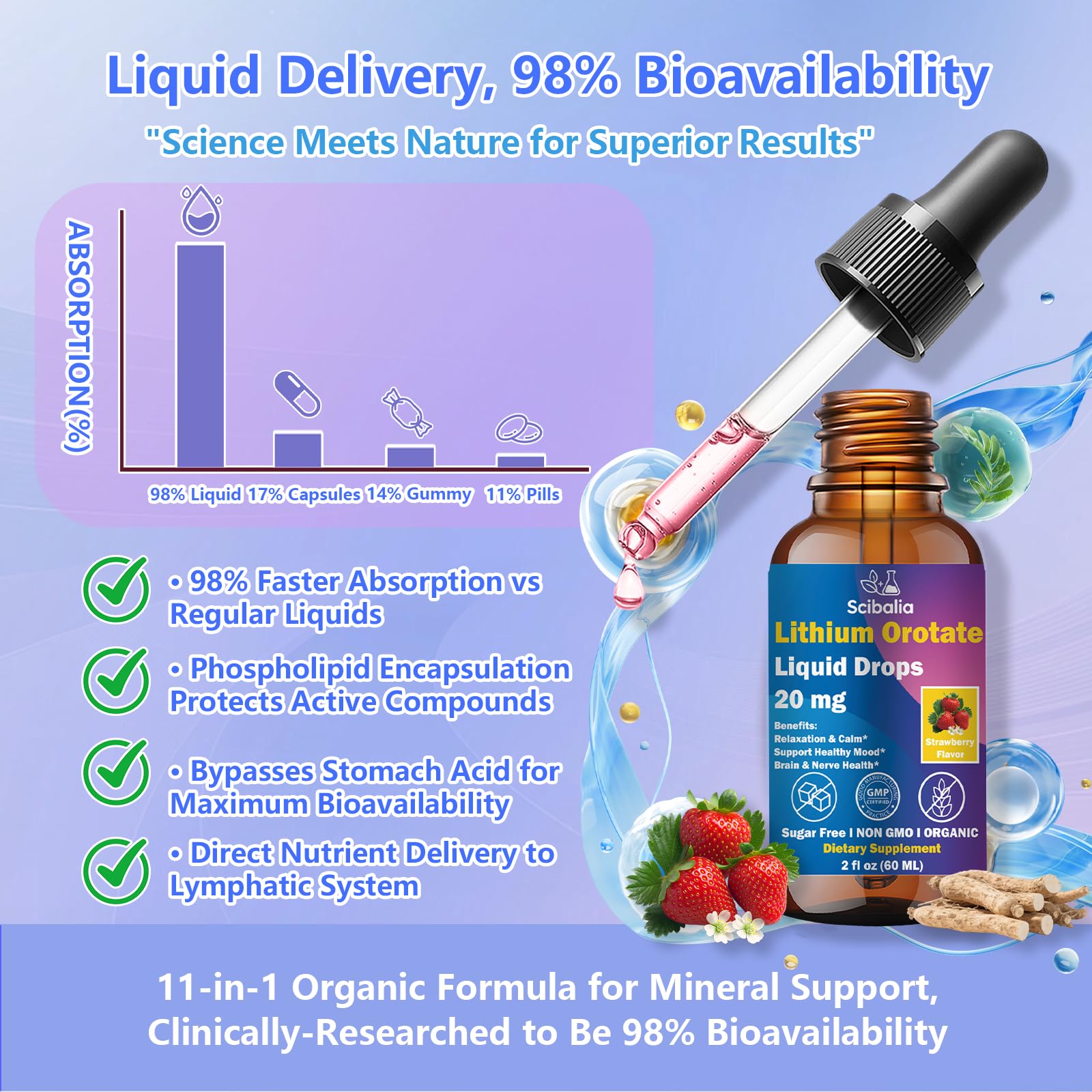 Scibalia Lithium Orotate Liquid Drops 20mg, Potency 11-in-1 Lithium Supplement w. NAC Magnesium Ashwagandha Theanine Vitamin D3 B6 B12 for Memory Brain Mood Cognitive Support, Scibalia buy supplements canada