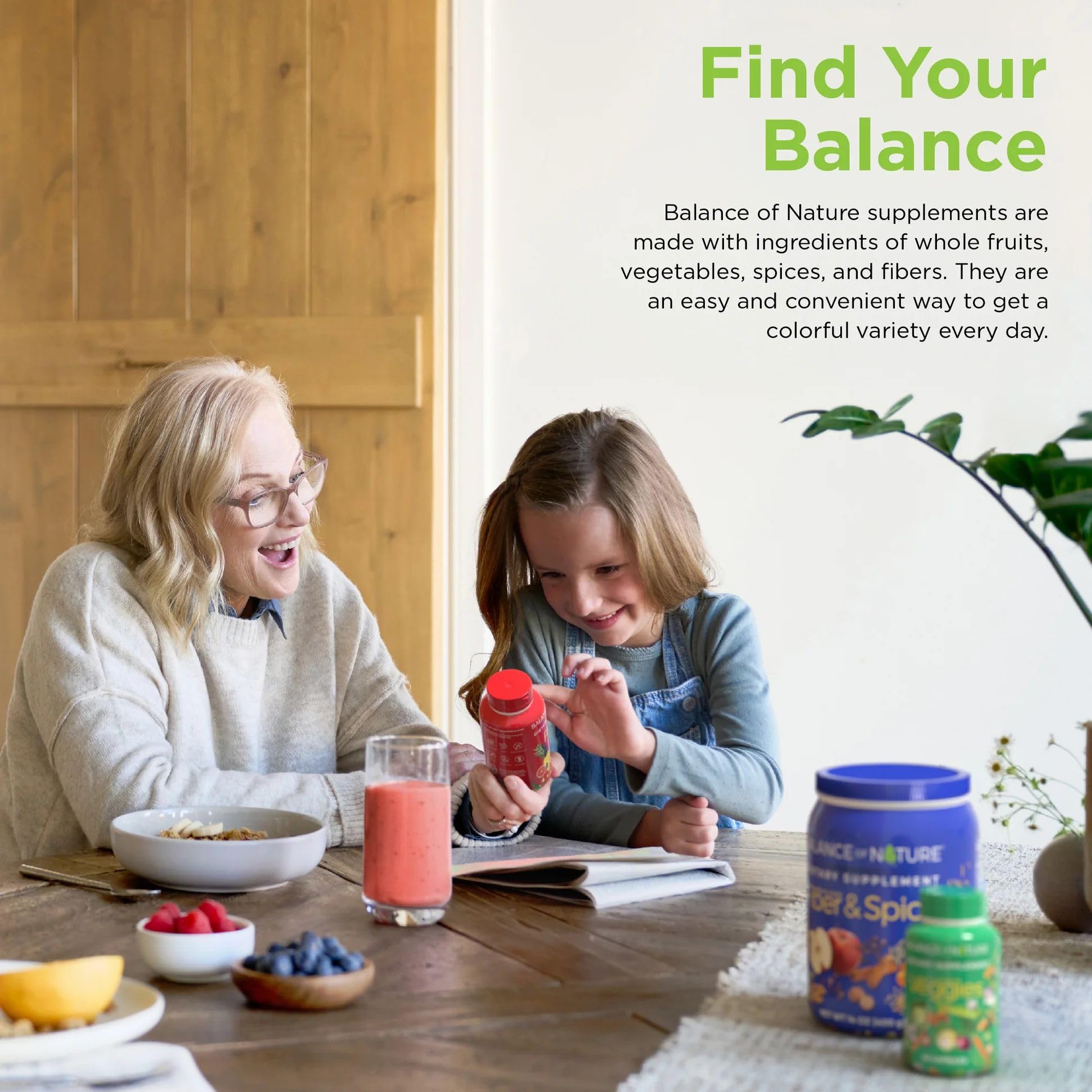 Balance of Nature Fruits & Veggies Supplements - Whole Fruit and Vegetable Ingredients for Women, Men, and Kids - 90 Fruits Capsules, 90 Veggies Capsules - 1 Set Balance of Nature buy supplements canada