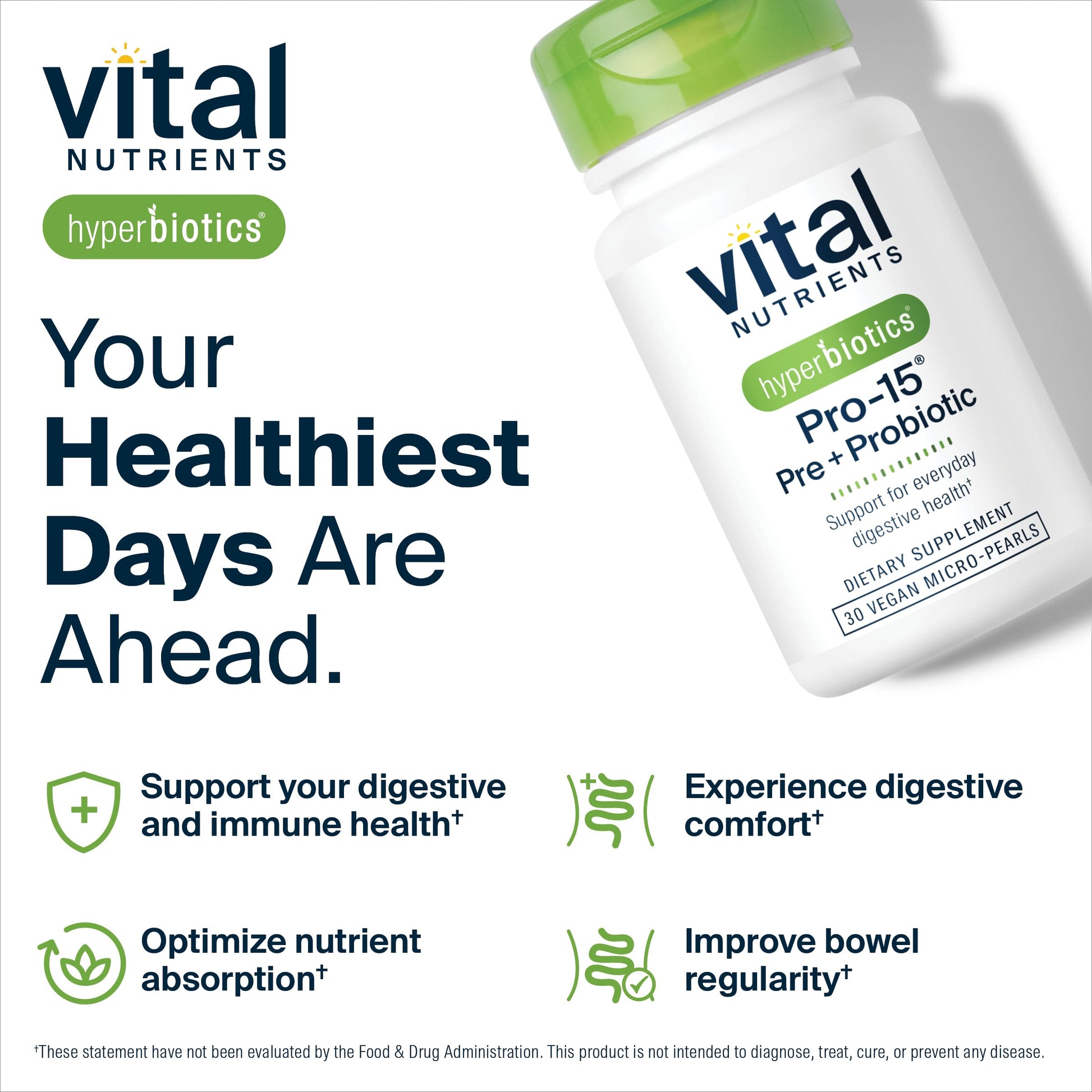 Hyperbiotics Vital Nutrients Pro-15 Prebiotics and Probiotics for Women and Men | 15 Science Backed Strains | Supports Occasional Constipation, Diarrhea, Gas & Bloating | 30 Vegan Time Release Pearls Hyperbiotics buy supplements canada