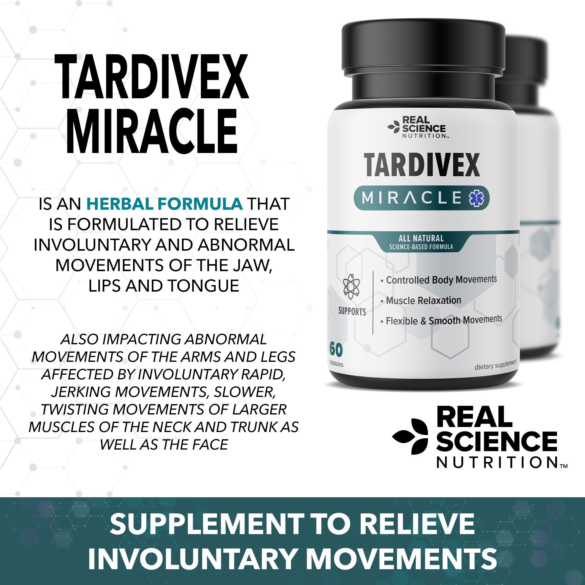 Real Science Tardivex All Natural Nerve Support Supplement for Neurological Balance - Includes Vinitrox, GABA & Essential Vitamins for Controlled Movement & Coordination - Made in USA, 60 Caps Real Science Nutrition buy supplements canada