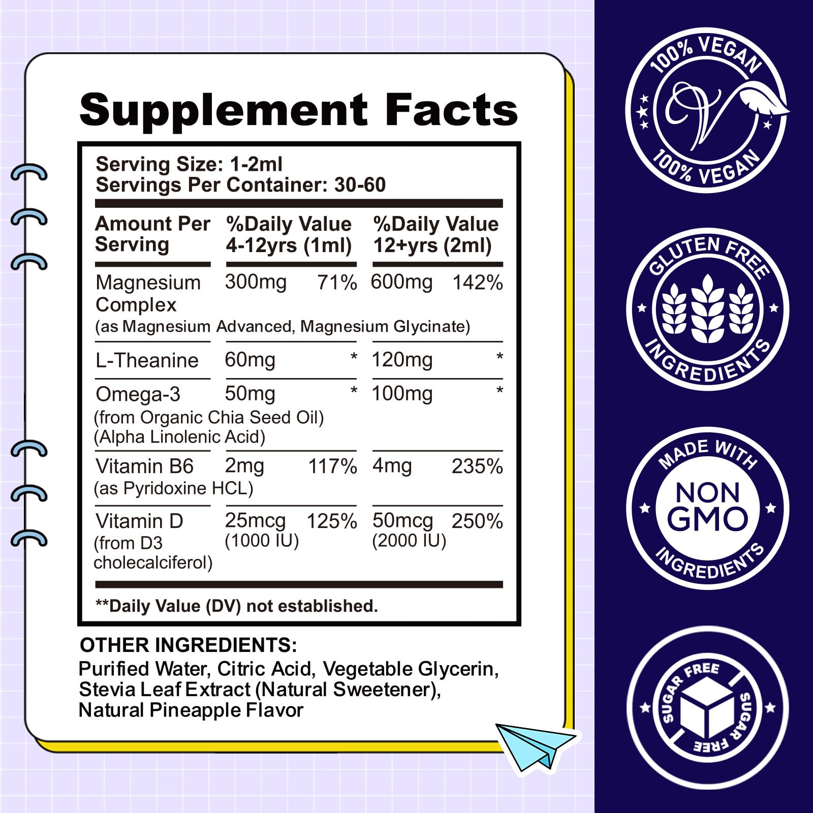 Kids Magnesium Liquid Drops-Magnesium Glycinate Liquid for Kids Supplement-w/L-theanine, Omega-3, Vitamin B6, D3 - for Sleep, Relaxation, Brain, Bones - 4 Fl Oz Children's Calm CFILIHTC buy supplements canada