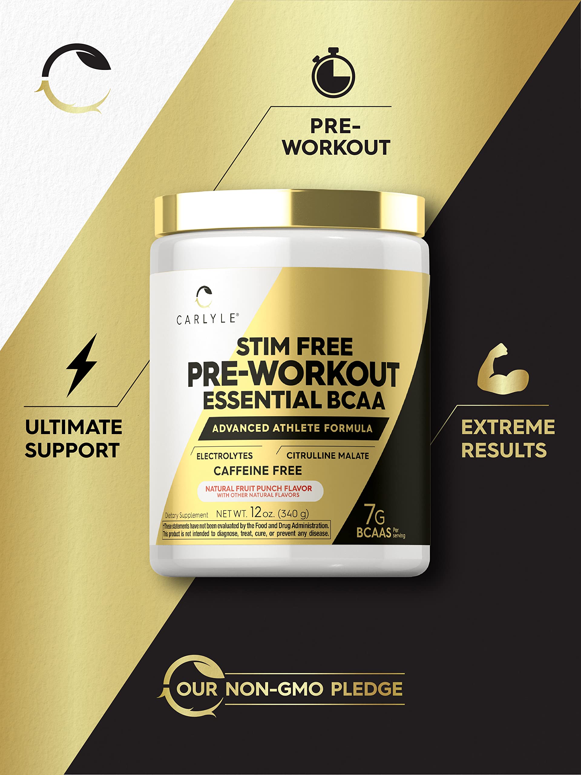 Carlyle Stim Free Pre Workout Powder | BCAA Amino Acids | 7g BCAA | Fruit Punch Flavor Carlyle buy supplements canada