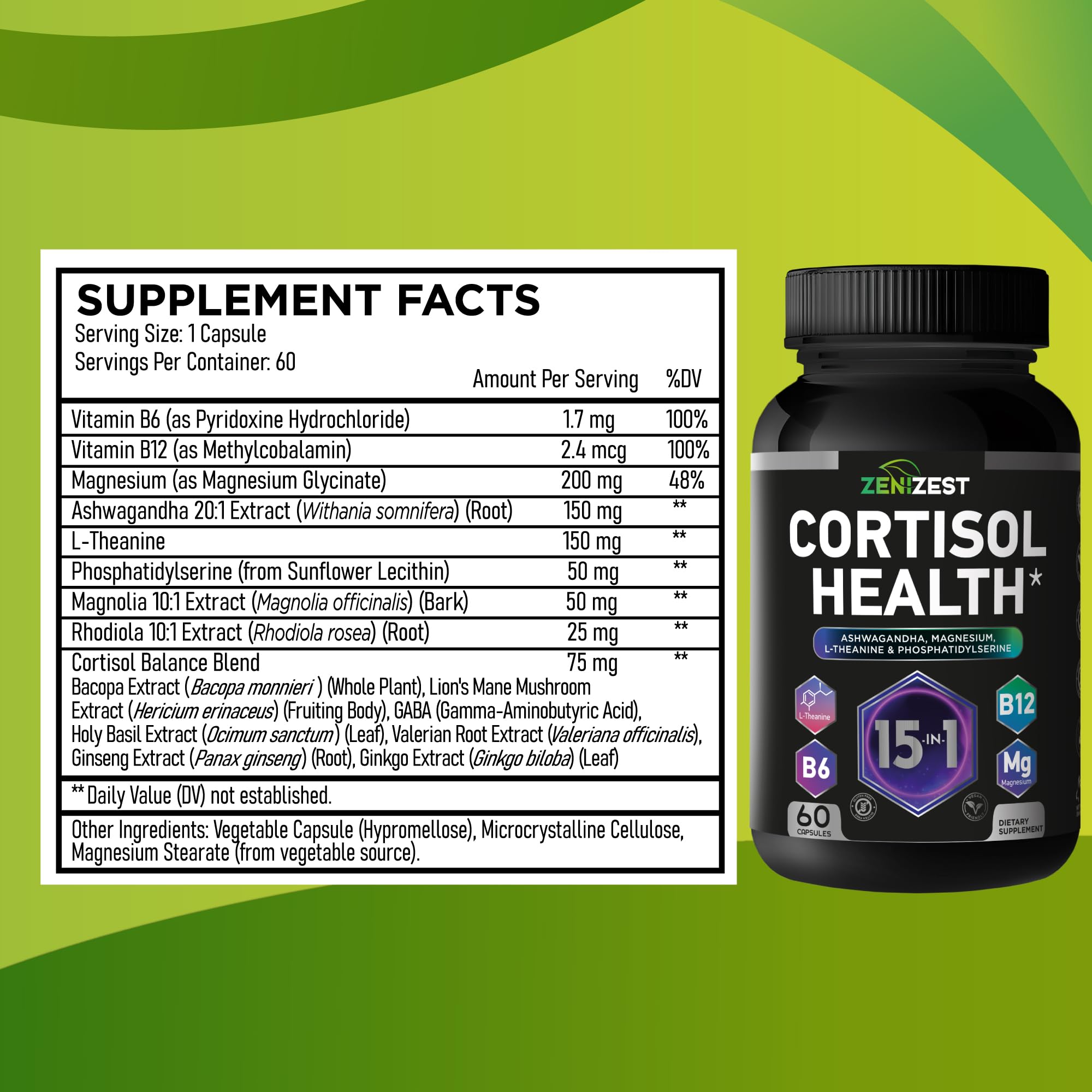 Cortisol Detox Supplement for Women Men - Control & Lower High Cortisol Level - Adrenal Health Balance Cleanse Sleep Stress Support - Magnesium Ashwagandha L-Theanine Cortisol Blocker Reducer ZeniZest buy supplements canada