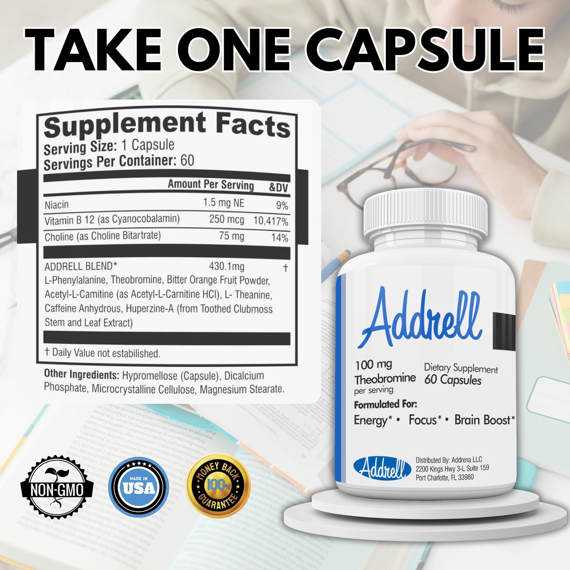 Focus Pep Addrell Energy Stimulant Pills- Natural Nootropic Brain Supplement Alternative Pill & Study Supplements Substitute to Elevate Mental Clarity for Women & Men OTC- 60 Mind Booster Capsules Focus Pep buy supplements canada