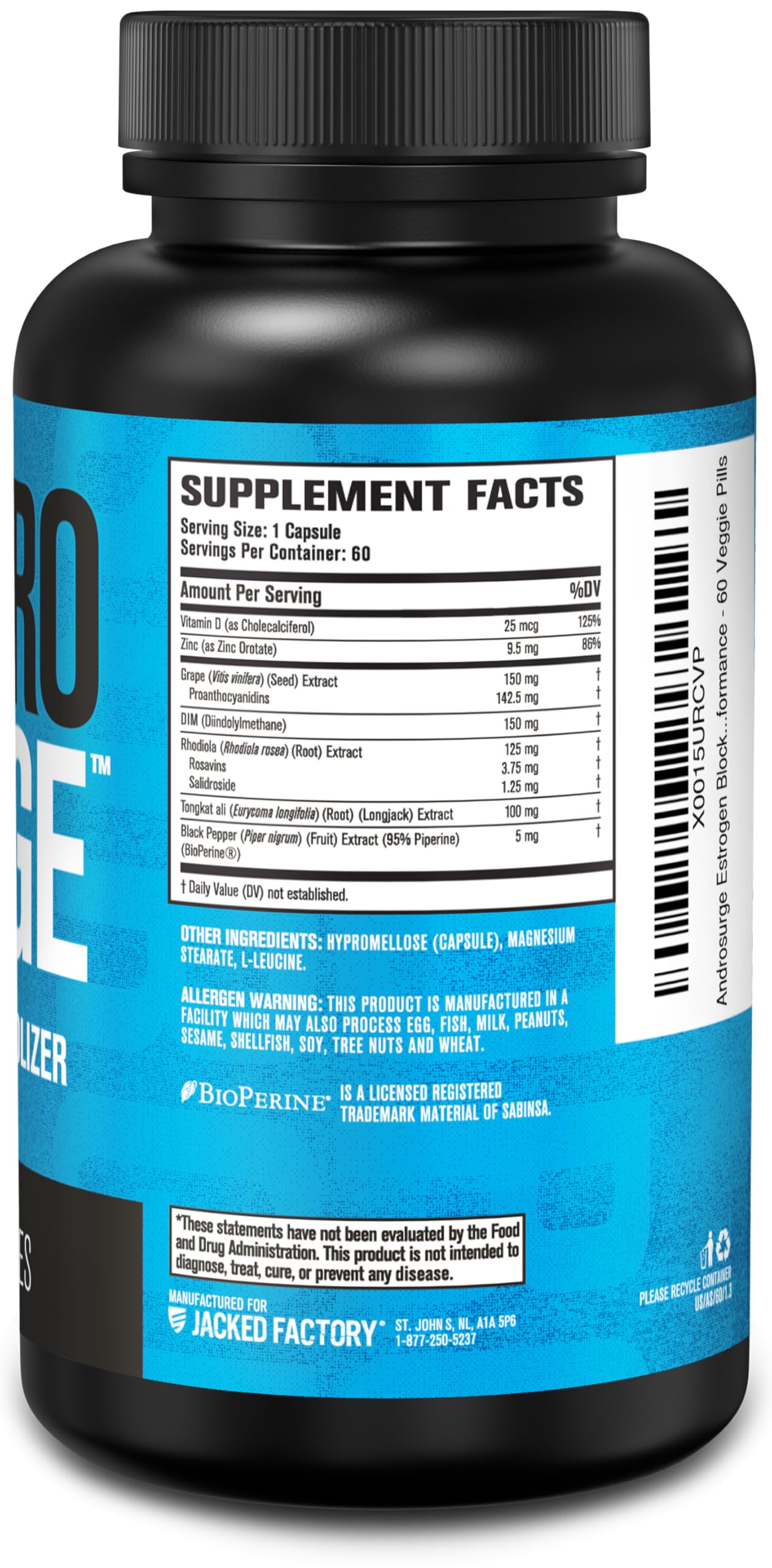 Jacked Factory Androsurge Estrogen Blocker for Men - Natural Testosterone Booster for Men & Estrogen Metabolizer with Tongkat Ali, DIM, Long Jack & More Jacked Factory buy supplements canada