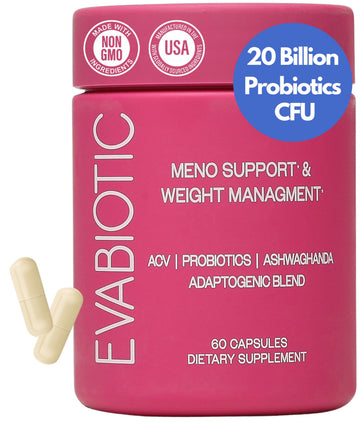 Complete Menopause Vitamins - Ashwaghanda, Probiotics, ACV for Weight Management, Hot Flashes, Night Sweats, Bloat, Hormone Balance - Vegan 60 Caps Menopause Supplements for Women Non-GMO EVABIOTIC buy supplements canada