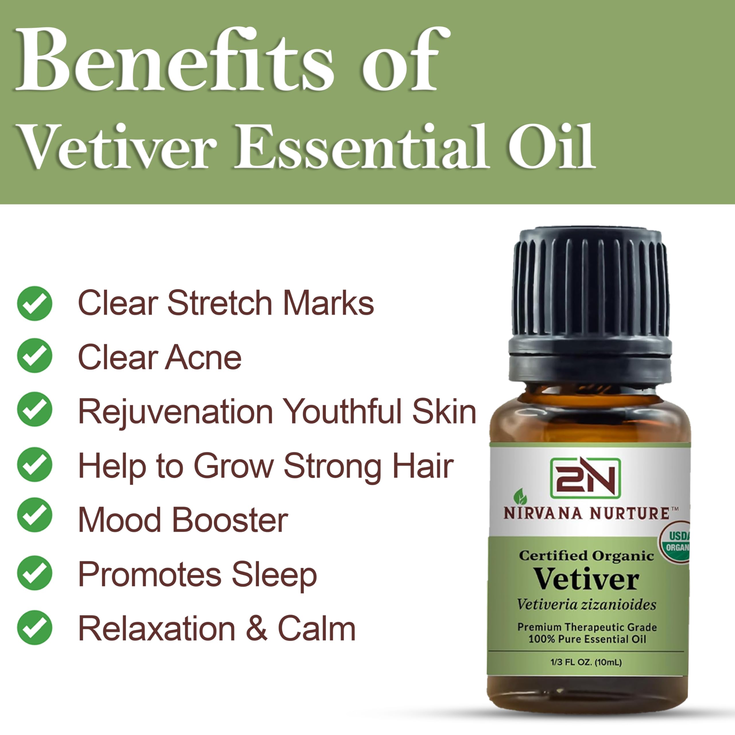 Nirvana Nurture Vetiver Essential Oil USDA Certified Organic 100% Pure Premium Therapeutic Grade Nirvana Nurture buy supplements canada