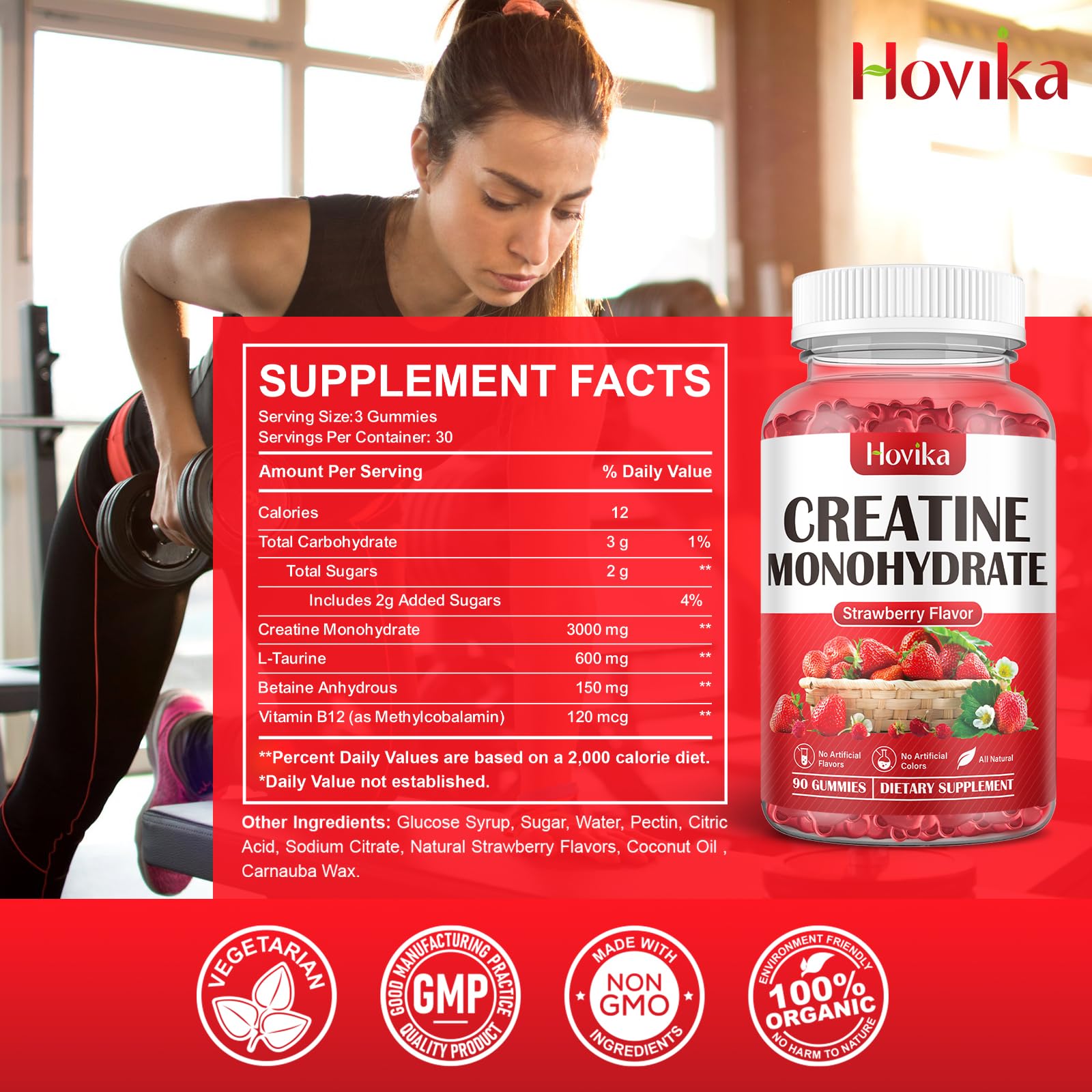 Hovika Creatine Monohydrate Gummies for Men & Women, Chewable 3g Creatine Monohy Hovika buy supplements canada