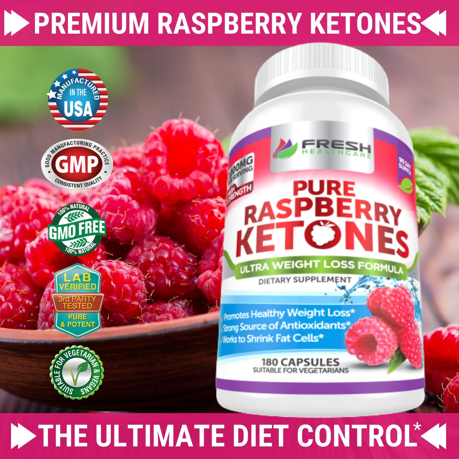 FRESH HEALTHCARE Pure 100% Raspberry Ketones Max 1000mg Per Serving - 3 Month FRESH HEALTHCARE buy supplements canada