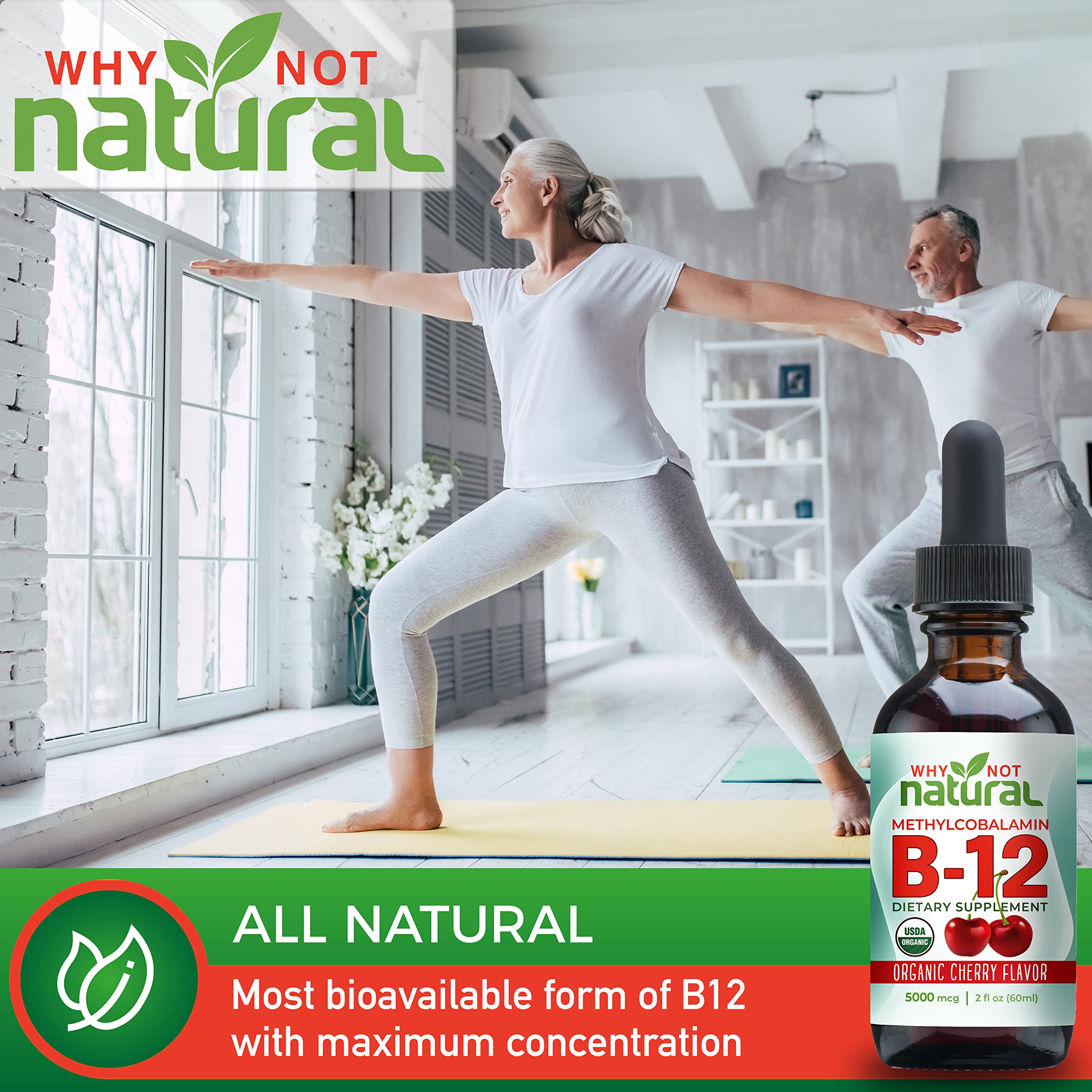 Why Not Natural Organic Vitamin B12 Liquid - Sublingual Extra Strength 60 x 5000 mcg Why Not Natural buy supplements canada