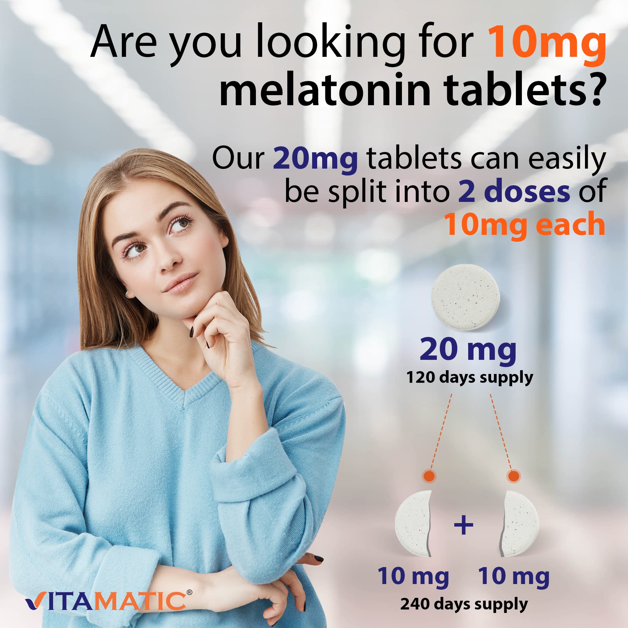 Vitamatic Melatonin 20mg Tablets | Vegetarian, Non-GMO, 6 pack Vitamatic buy supplements canada