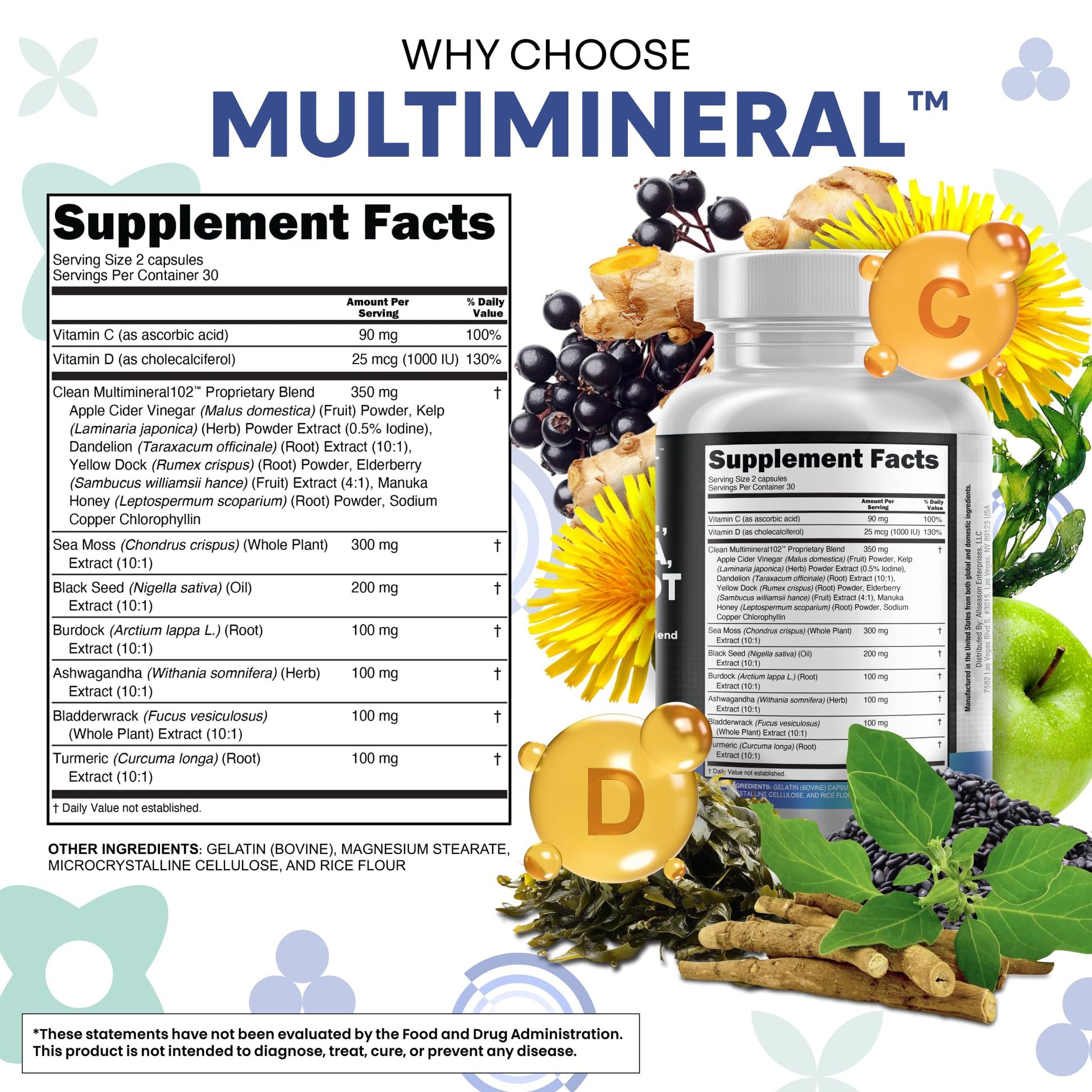 Clean Nutraceuticals Sea Moss Black Seed Oil Ashwagandha Turmeric Bladderwrack Burdock & Vitamin C Vitamin D3 with Elderberry Clean Nutraceuticals buy supplements canada