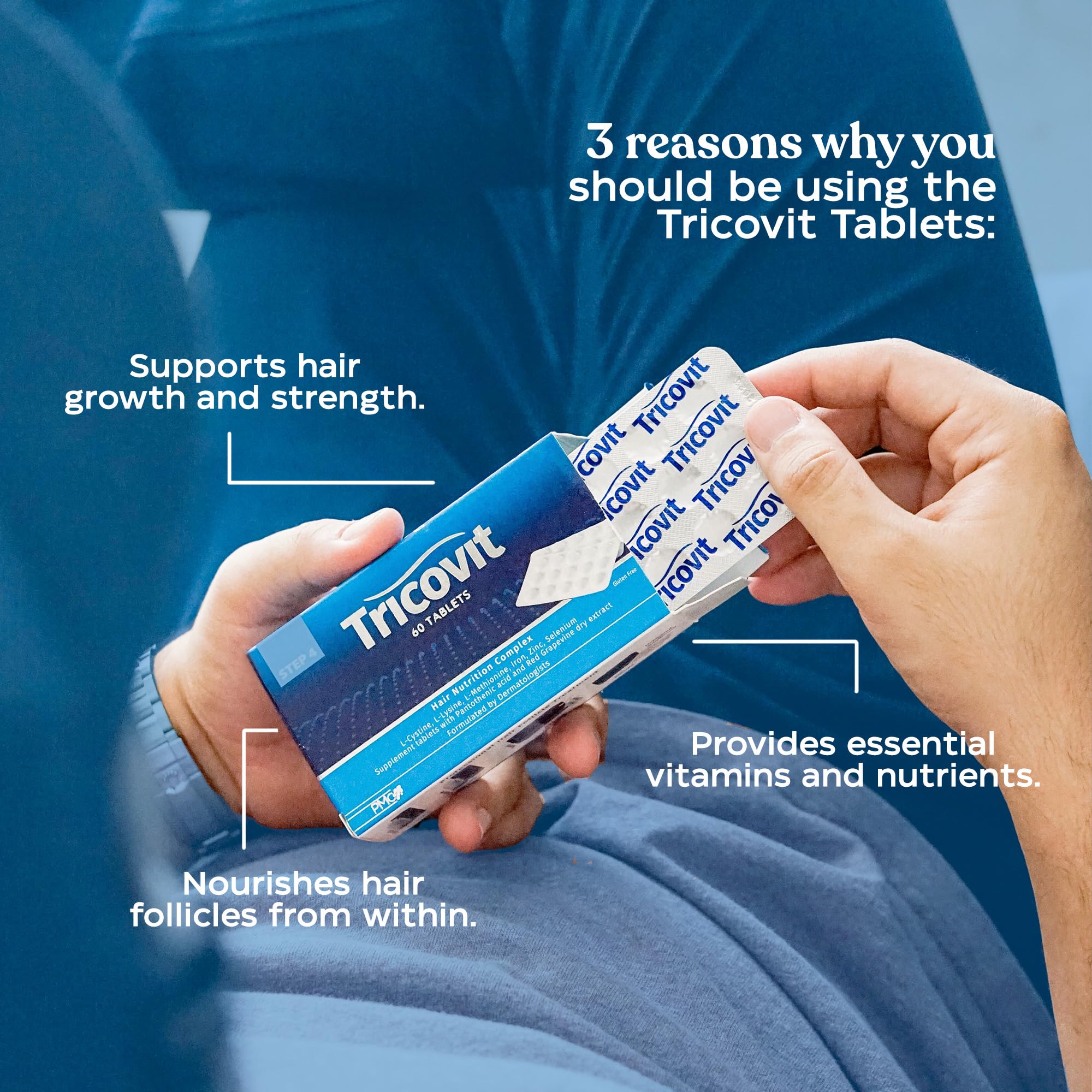 Tricovit Hair Growth Supplement - Nail & Hair Health Vitamins with Amino Acids, Minerals & Antioxidants - Dermatologist-Formulated & Gluten-Free Vitamins and Supplements for Women & Men (60 tablets) Tricovit buy supplements canada