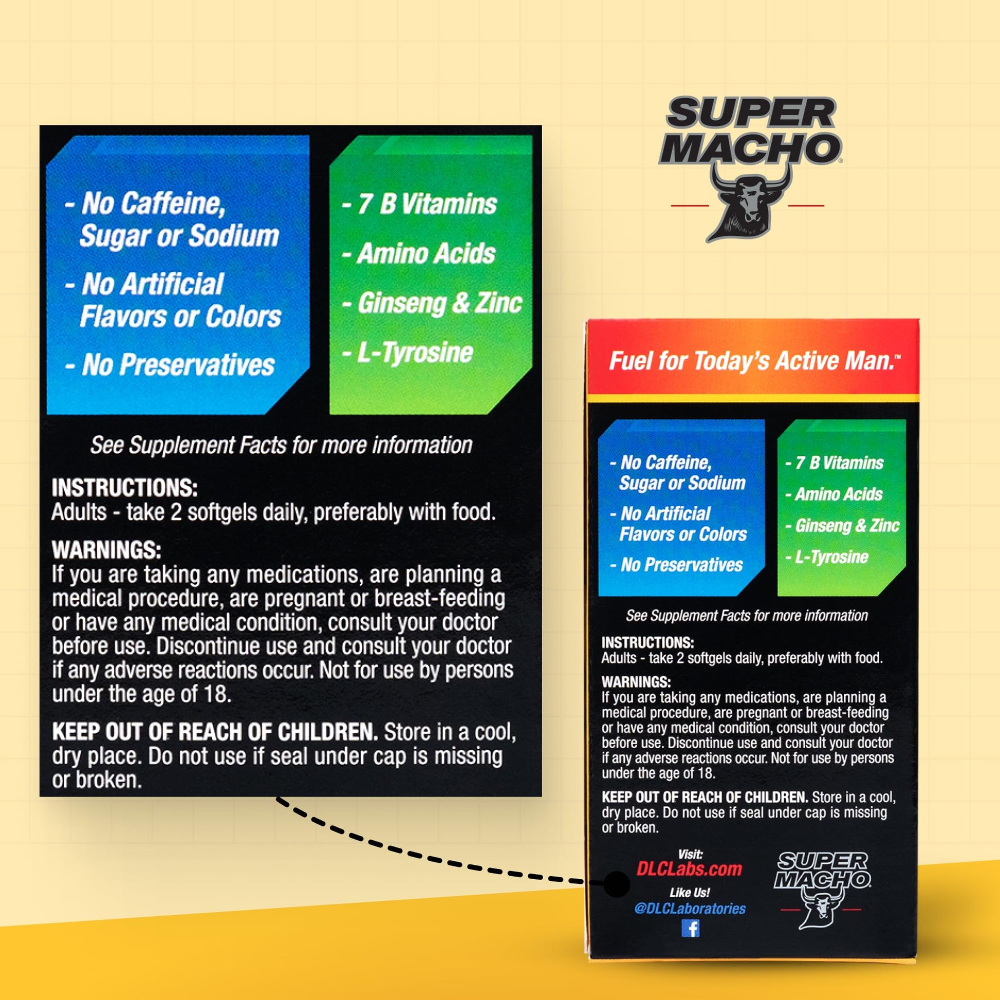 Super Macho, High Potency B Vitamins and Amino Acids, Fuel for Today's Active Men, No Caffeine, No Sugar, Dietary Supplement, Made in USA,50 Softgels Super Macho buy supplements canada