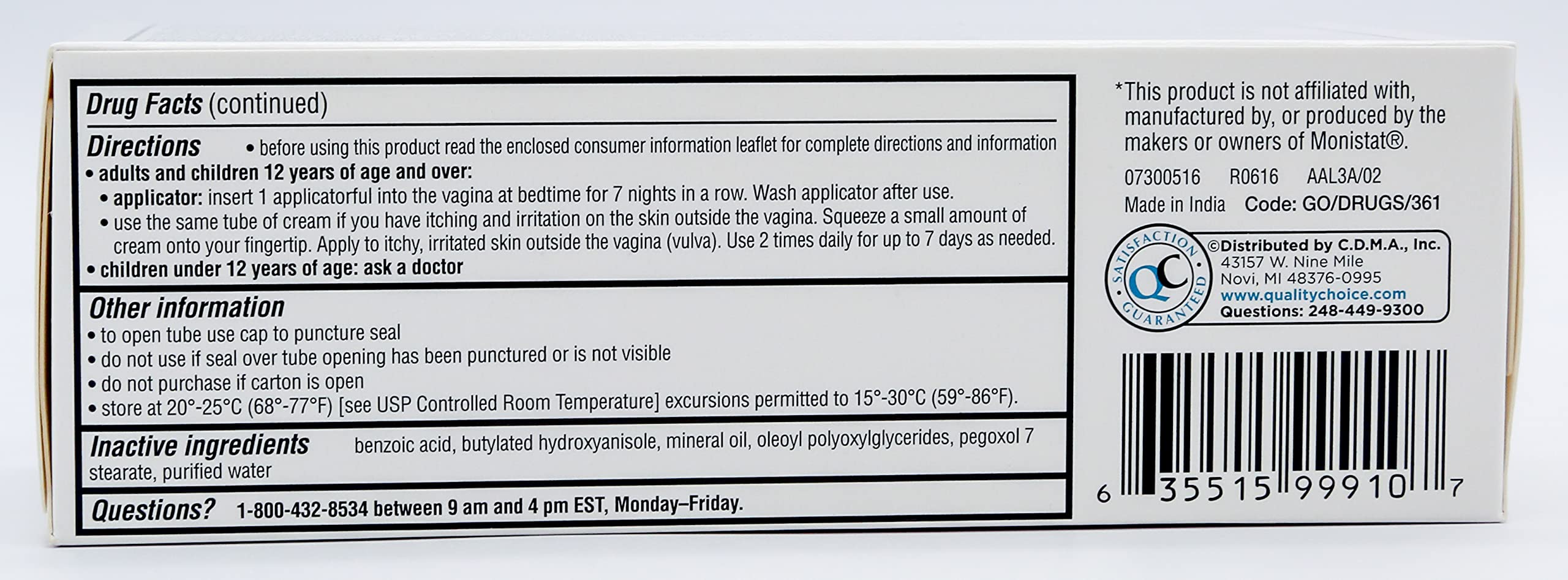 Quality Choice Miconazole Nitrate 2% 7 Day Vaginal Antifungal Cream, 1.59 Ounces (45g) Quality Choice buy supplements canada