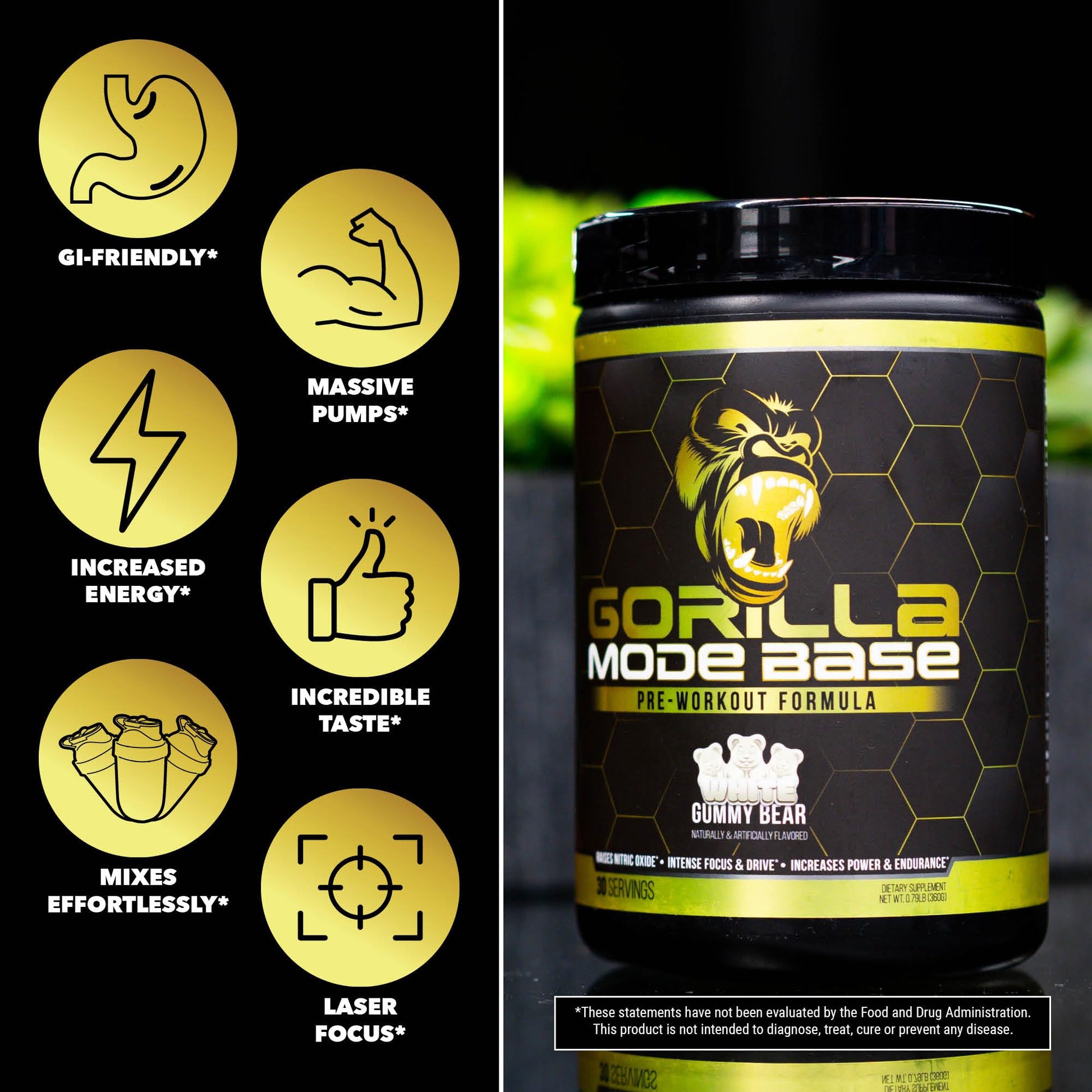 Gorilla Mode Base Pre Workout - Raises Nitric Oxide · Intense Focus & Drive · Endurance Gorilla Mind buy supplements canada