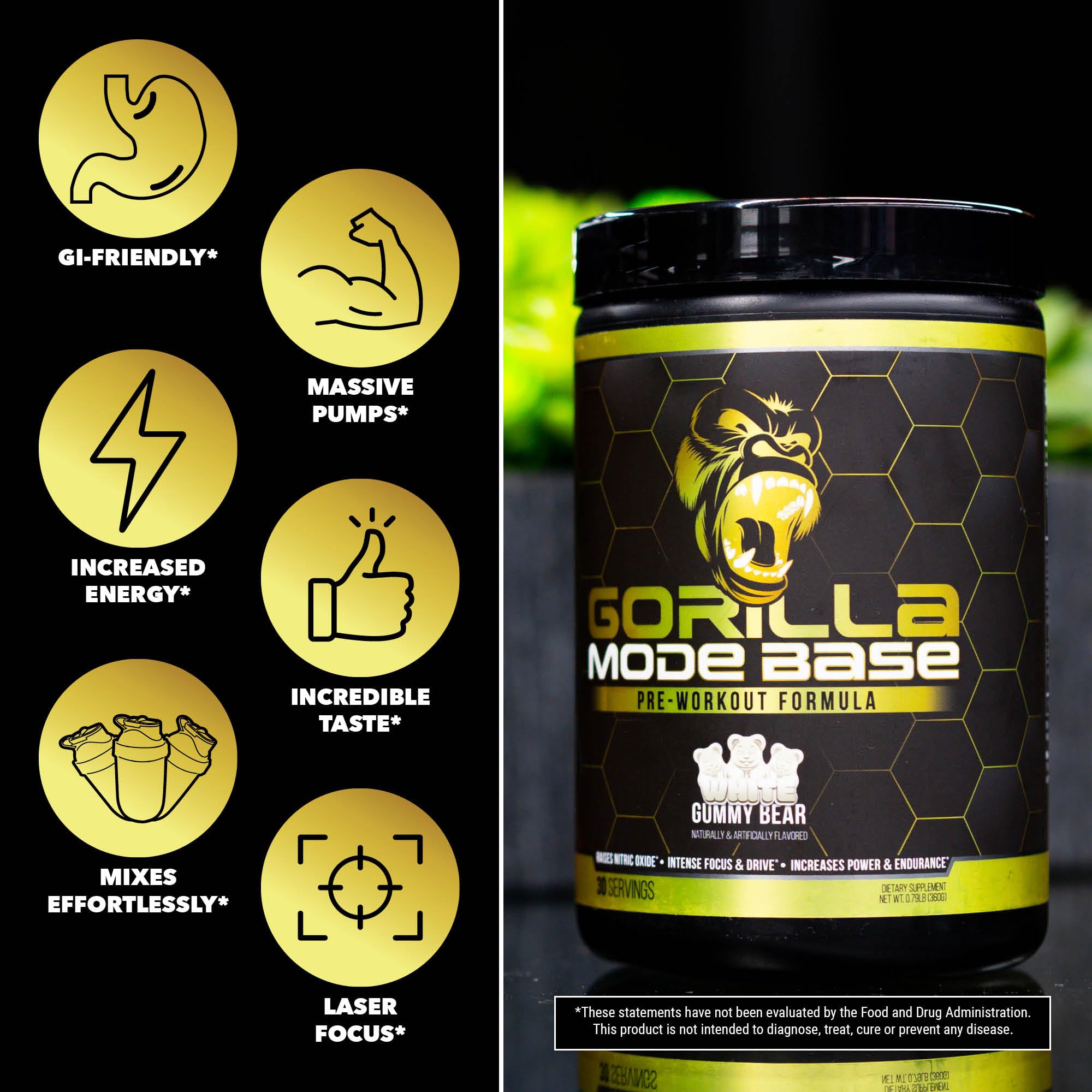 Gorilla Mode Base Pre Workout - Raises Nitric Oxide · Intense Focus & Drive · Endurance Gorilla Mind buy supplements canada