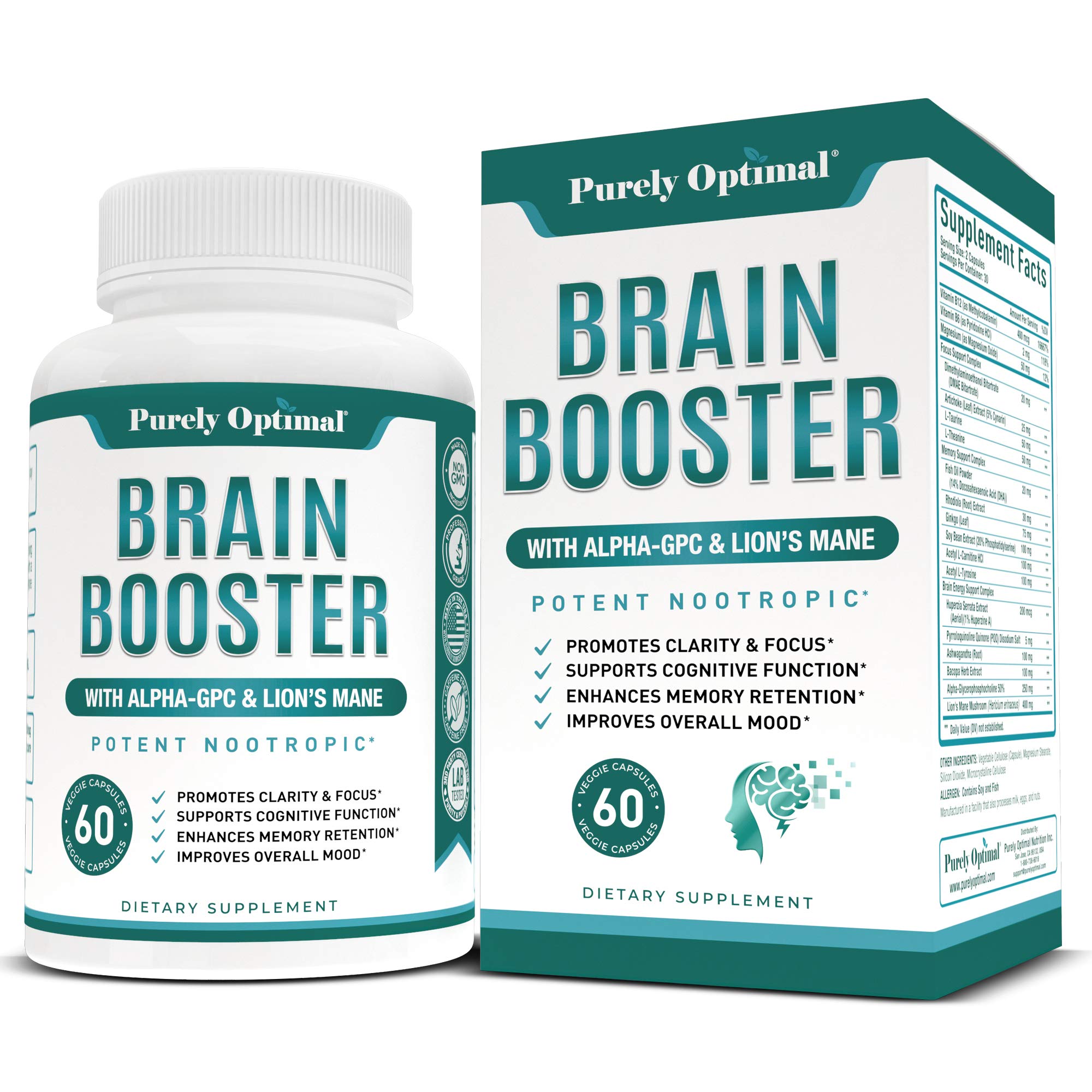 Premium Brain Supplement - Nootropic Brain Booster for Focus, Clarity, Improved Memory Purely Optimal buy supplements canada