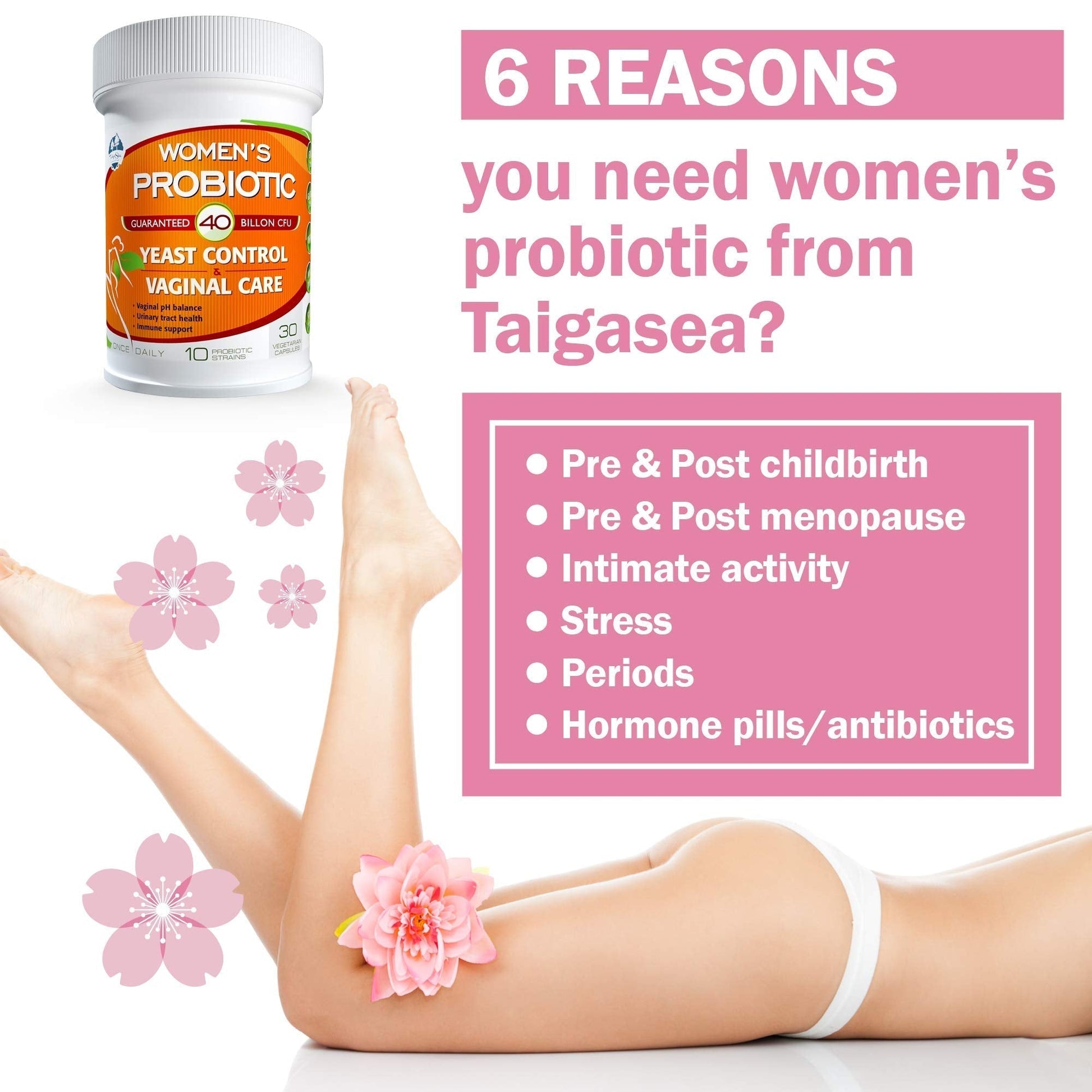 TAIGASEA Probiotics for Women, 40 Billion CFU, 10 Strains for Yeast Control, Vaginal and Urinary Tract Health TAIGASEA buy supplements canada