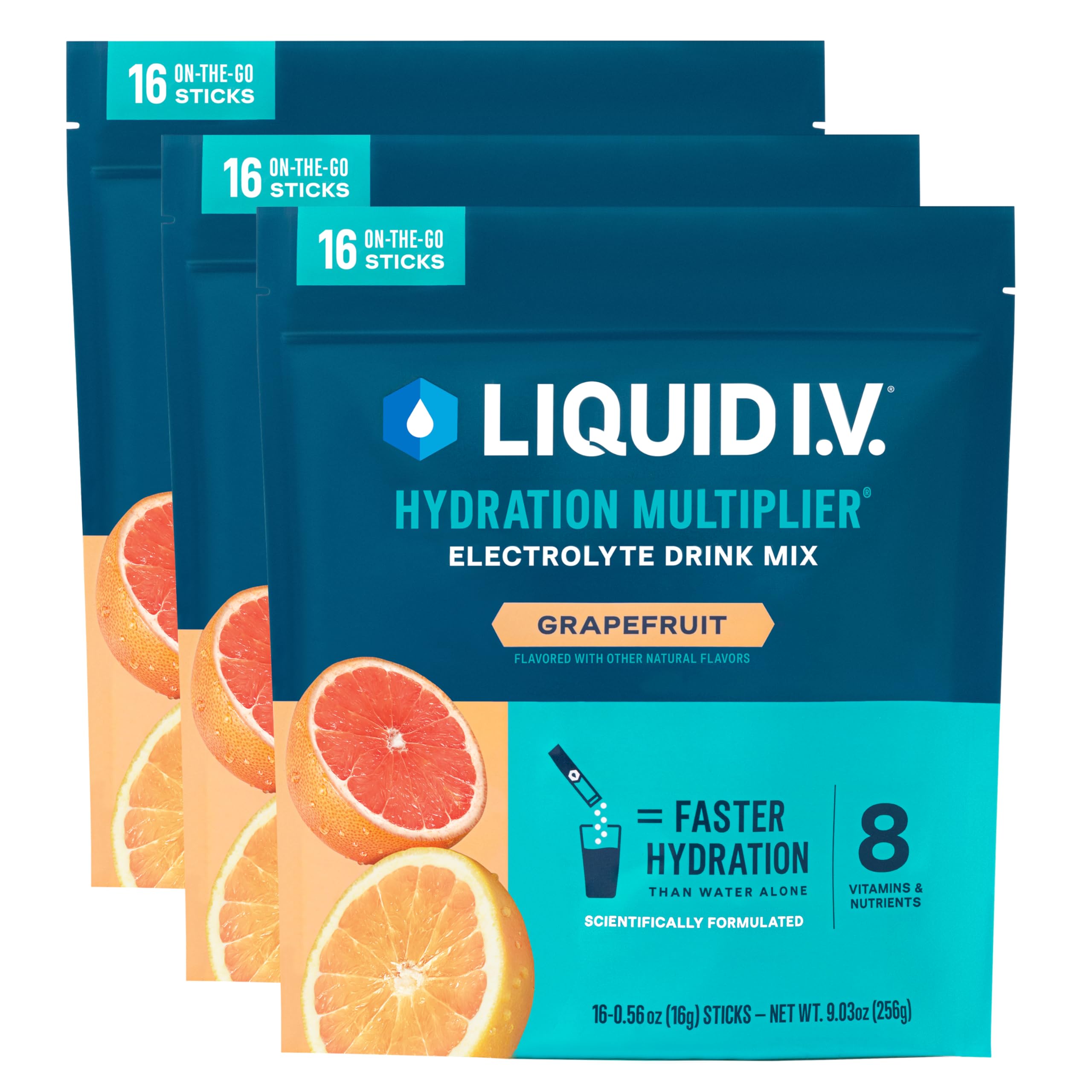 Liquid I.V.® Hydration Multiplier - Grapefruit | Electrolyte Powder Drink Mix | 3 Pack (48 Servings) Liquid I.V. buy supplements canada
