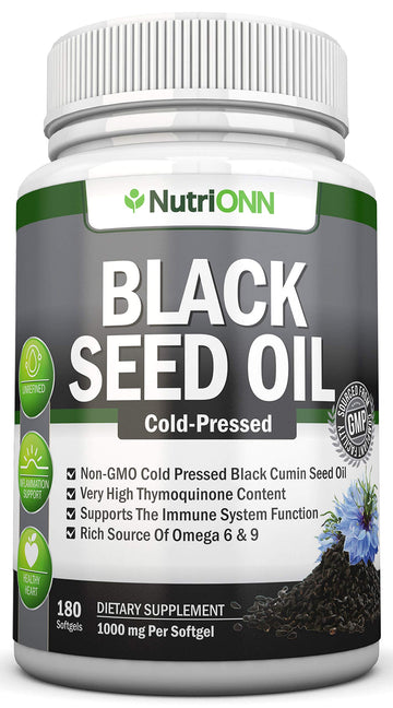 Black Seed Oil - 1000 Mg - 180 Softgels - Cold-Pressed Non-GMO Black Cumin Seed NutriONN buy supplements canada