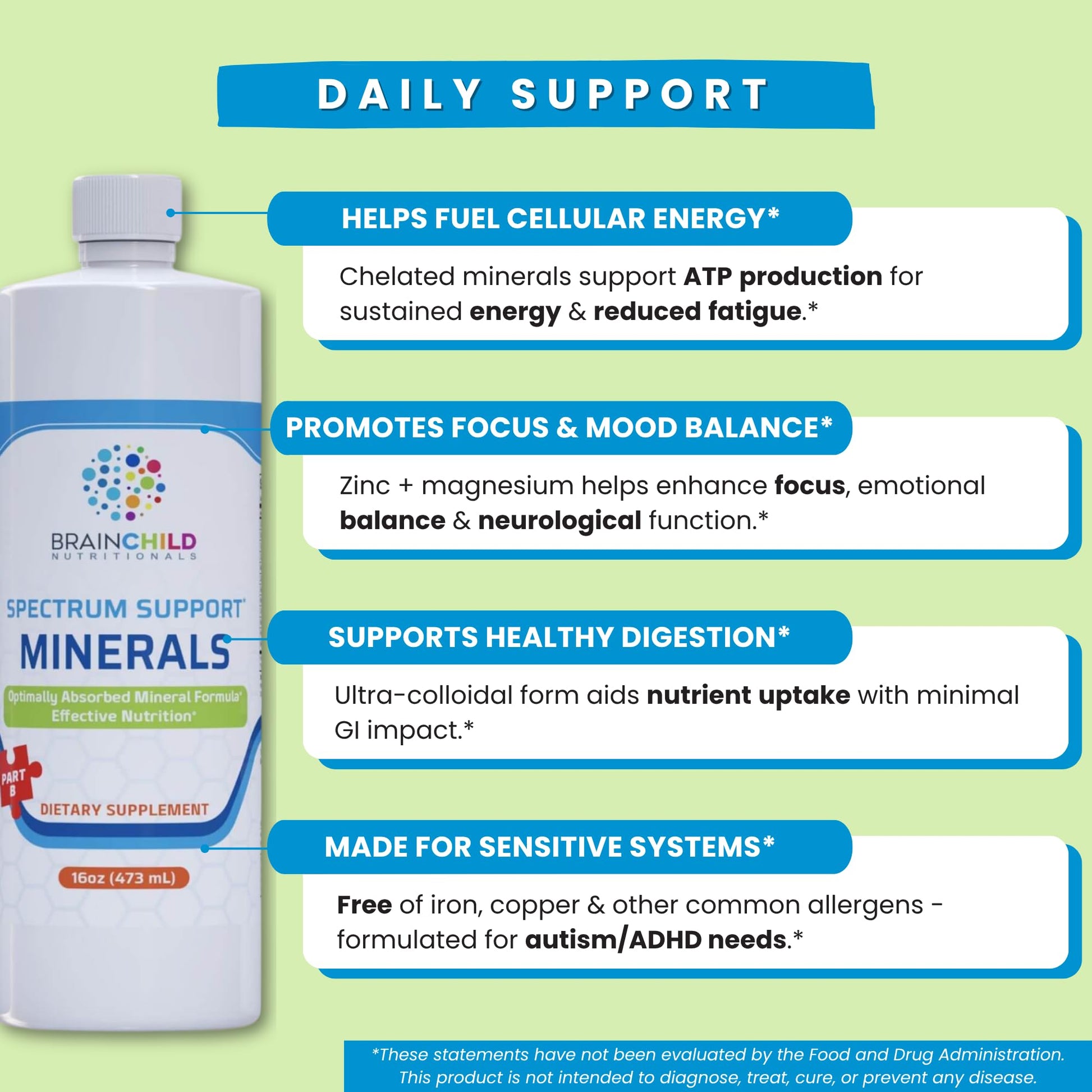 BrainChild Nutritionals Spectrum Support Minerals Liquid Supplement for Autism - Well Absorbed for Kids & Adults on the Spectrum, Ultra-Colloidal Suspension, Casein-Free, Unflavored 16oz BrainChild Nutritionals buy supplements canada