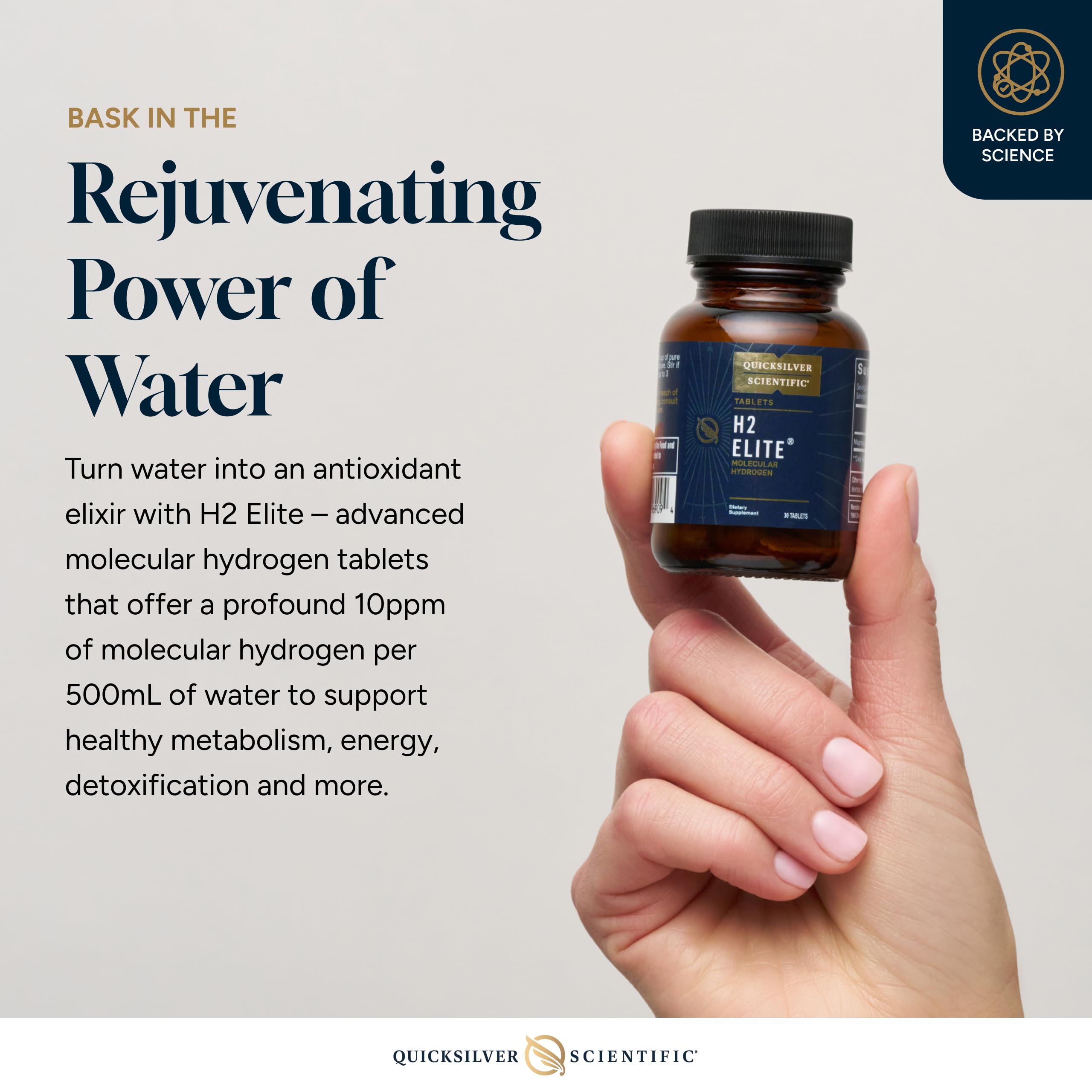 Quicksilver Scientific H2 Elite - Molecular Hydrogen for Energy + Metabolism Support, Water Tablets Perfect for Open Containers - Magnesium Malate Drink Additive (30 Molecular Hydrogen Tablets) Quicksilver Scientific buy supplements canada