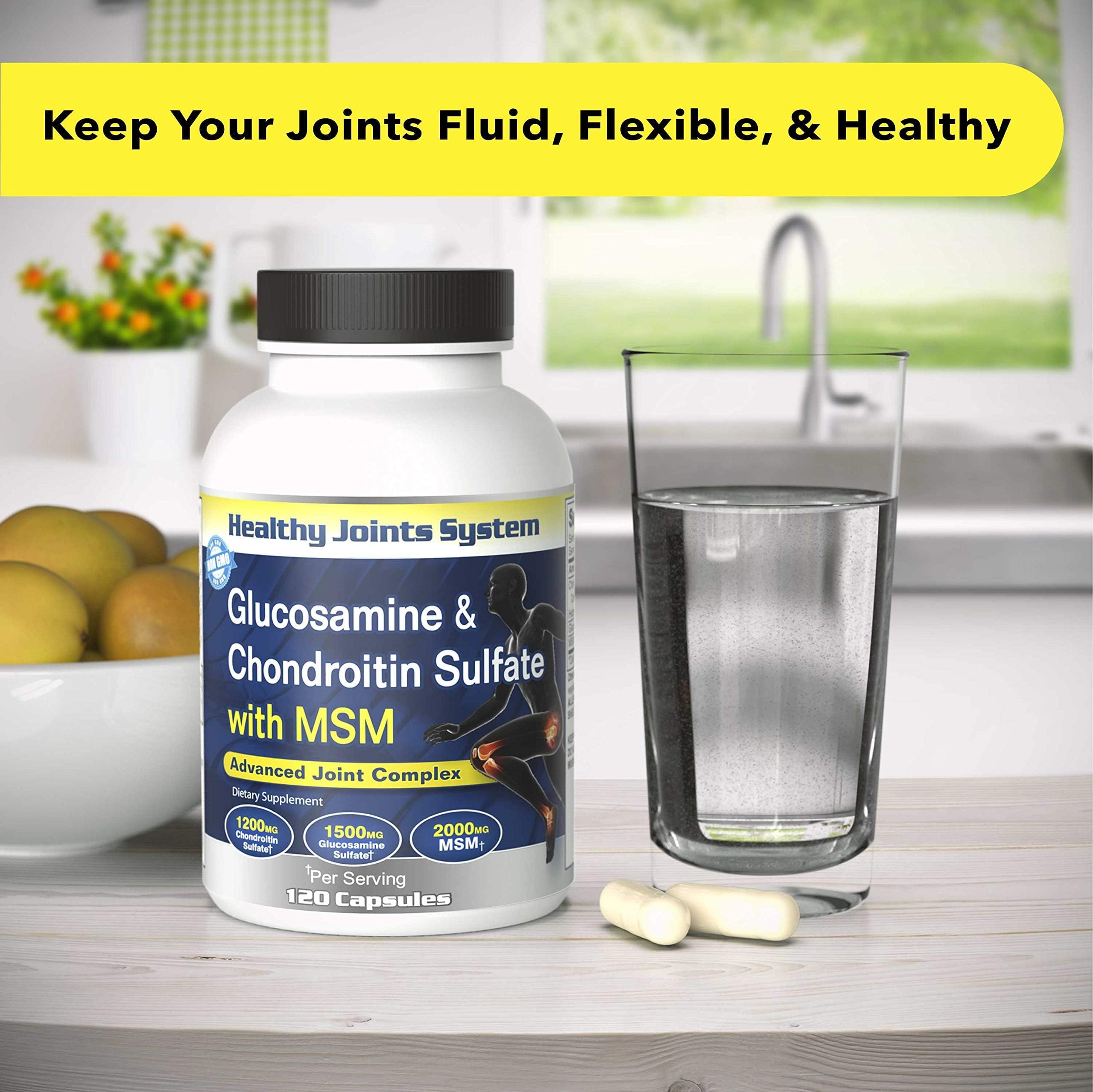 Healthy Joints System Glucosamine Chondroitin MSM Supplement for Joint & Bone Health - 120 Capsules | Joint Support & Discomfort Relief for Back, Knees, Hands Healthy Joints System buy supplements canada