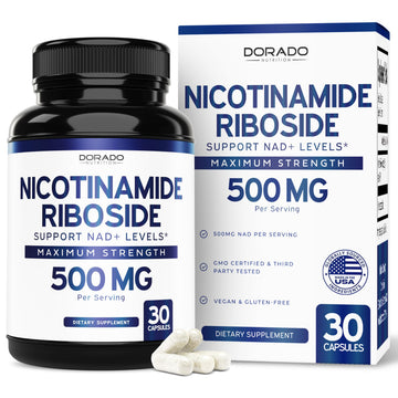 Nicotinamide Riboside 500mg (30 Count) NAD Supplement - NR Supplement For Women & Men to Support NAD+ Levels - NAD Booster - Third Party Tested - Vegan Safe, Non GMO & USA Made (30 Capsules) DORADO NUTRITION buy supplements canada