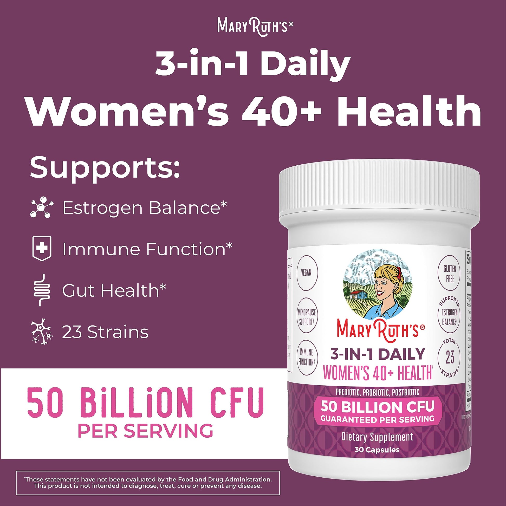 Mary Ruth's 3 in 1 Women's 40+ Health Probiotic, 30 CT MaryRuth Organics buy supplements canada
