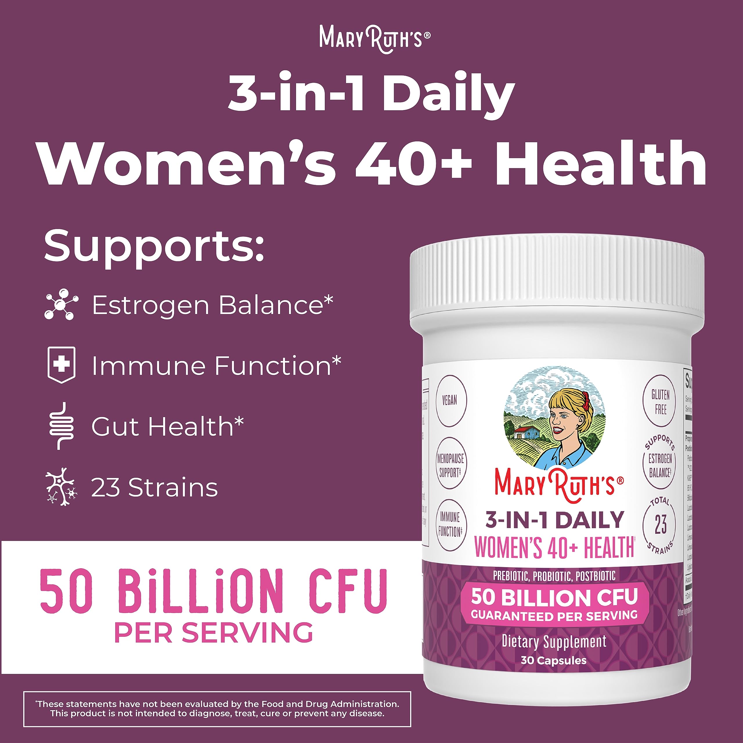 Mary Ruth's 3 in 1 Women's 40+ Health Probiotic, 30 CT MaryRuth Organics buy supplements canada