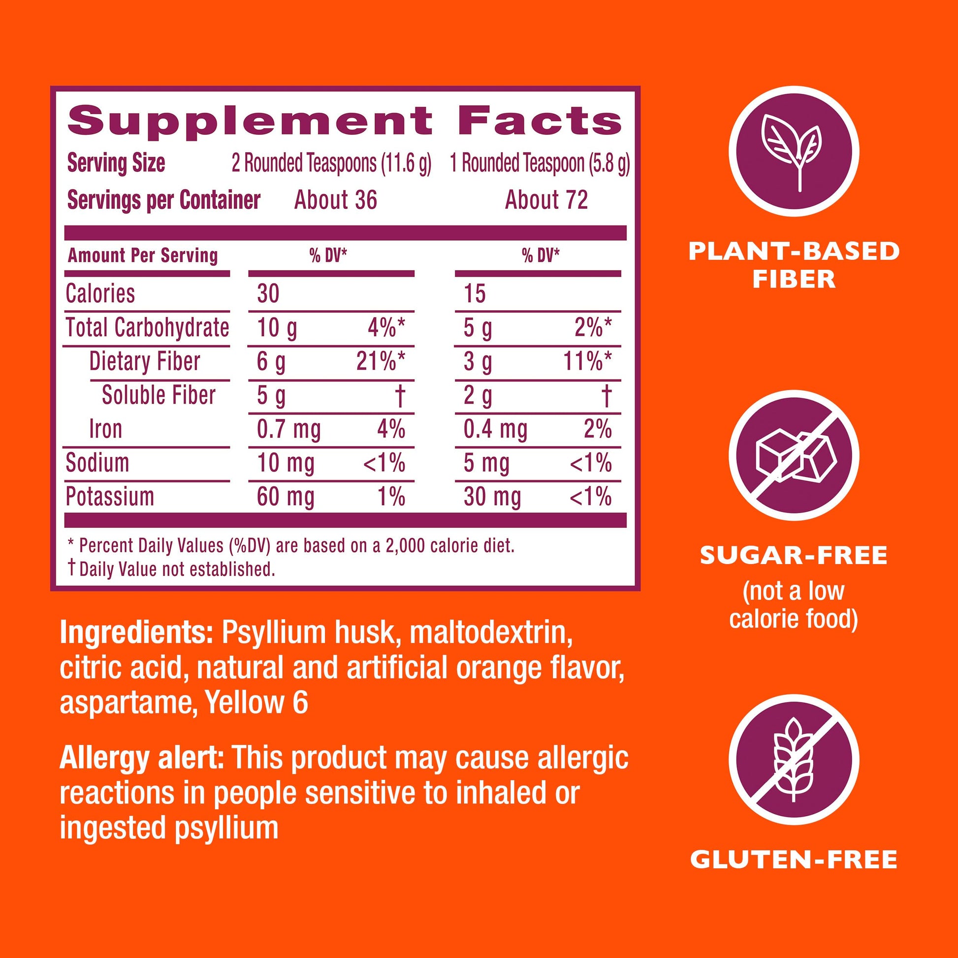 Metamucil 4-in-1 Psyllium Husk Friendly Fiber Supplement, Sugar-Free, 72 teaspoons, Orange Flavored, Daily Fiber Powder for Digestive Health Metamucil buy supplements canada