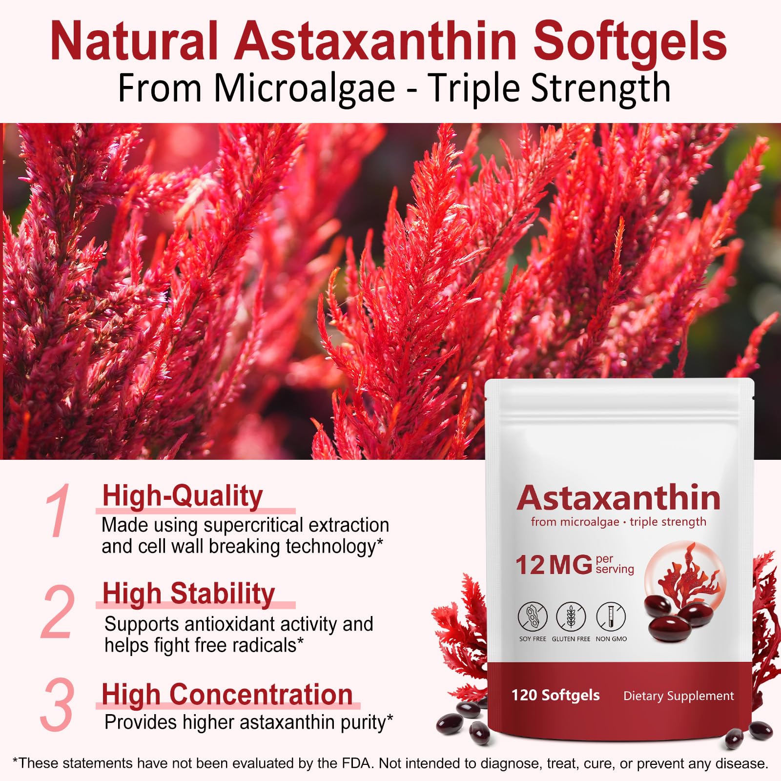 Xaarty Premium Astaxanthin 12mg, Natural Antioxidant Supplement for Eye, Joint, Skin Health,Microalgae Source, 4 Month Supply Xaarty buy supplements canada
