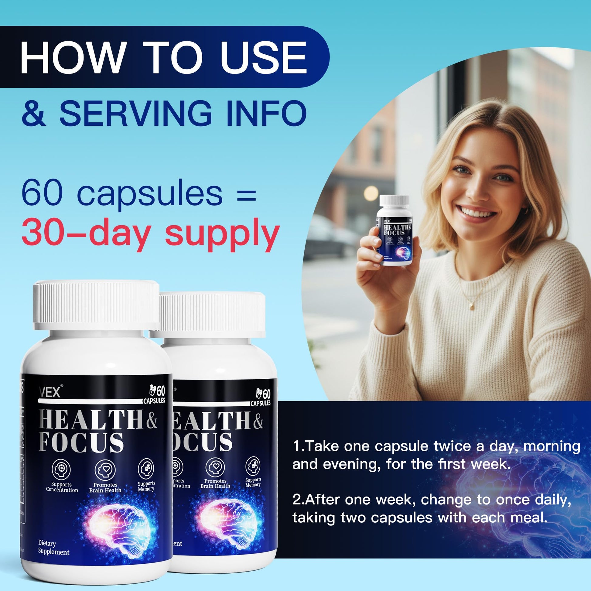 VEX Supplement – Memory & Clarity Support with Folic Acid, Vitamin B, Acetylcysteine, Bacopa Monnieri, Lion’s Mane, Ginkgo Biloba & Black Pepper – Cognitive, 60 Capsules VEX buy supplements canada
