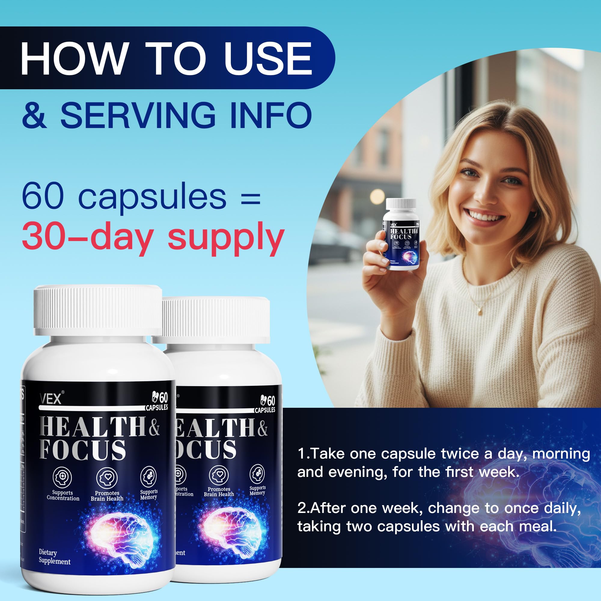 VEX Supplement – Memory & Clarity Support with Folic Acid, Vitamin B, Acetylcysteine, Bacopa Monnieri, Lion’s Mane, Ginkgo Biloba & Black Pepper – Cognitive, 60 Capsules VEX buy supplements canada